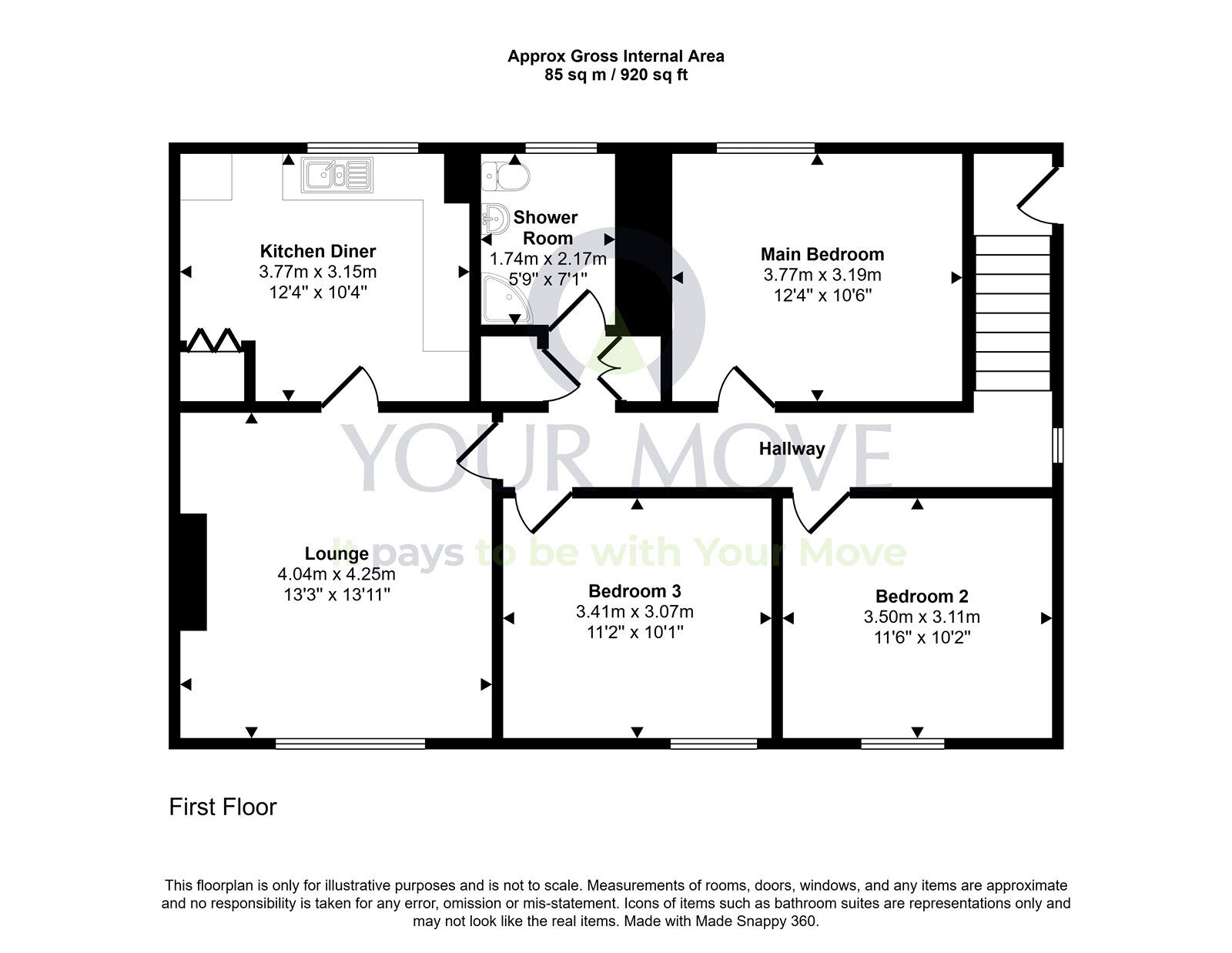 Floorplan of 3 bedroom Flat for sale, Woodburn Medway, Dalkeith, Midlothian, EH22