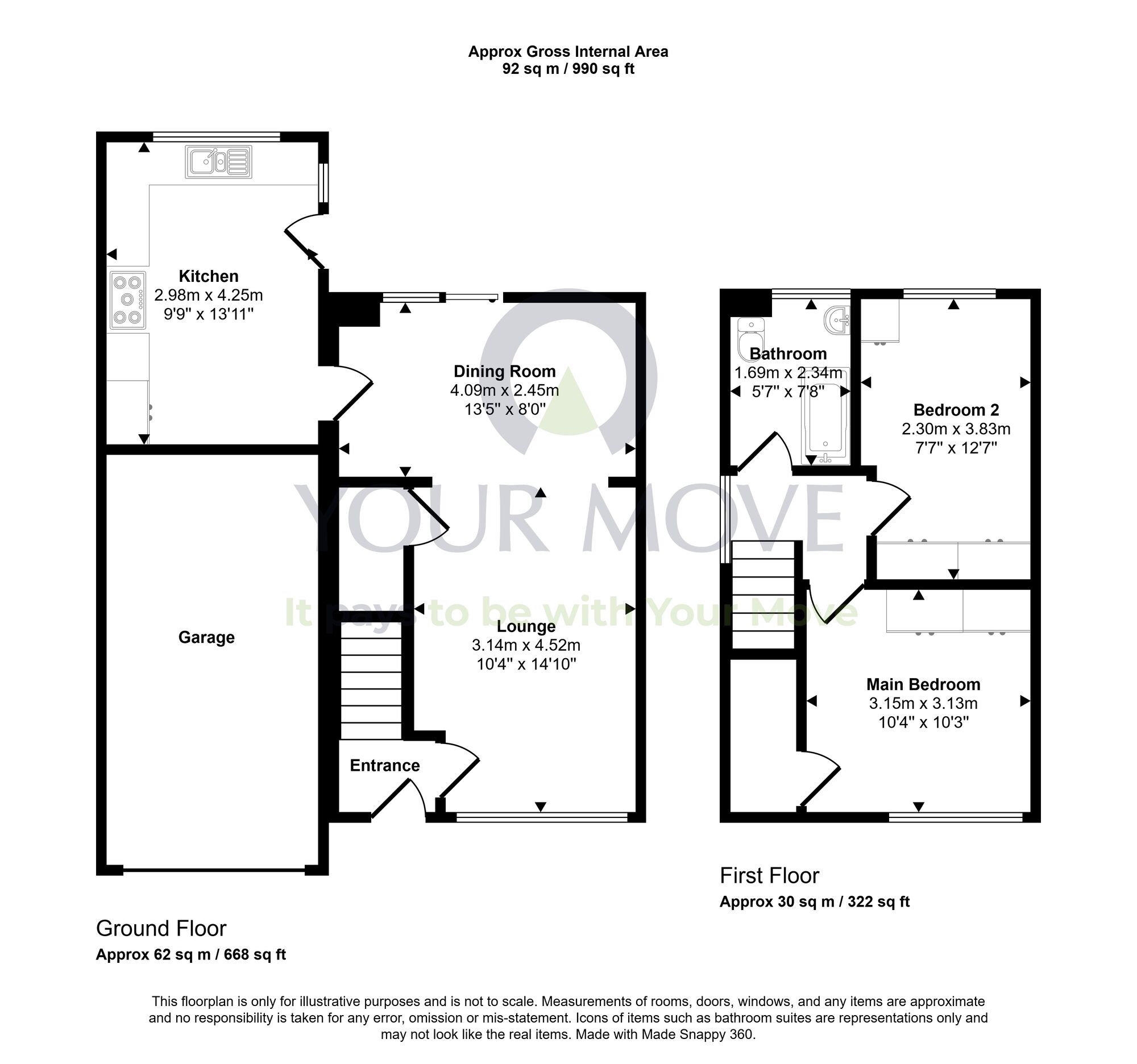Floorplan of 2 bedroom Semi Detached House for sale, Parsonspool, Bonnyrigg, Midlothian, EH19