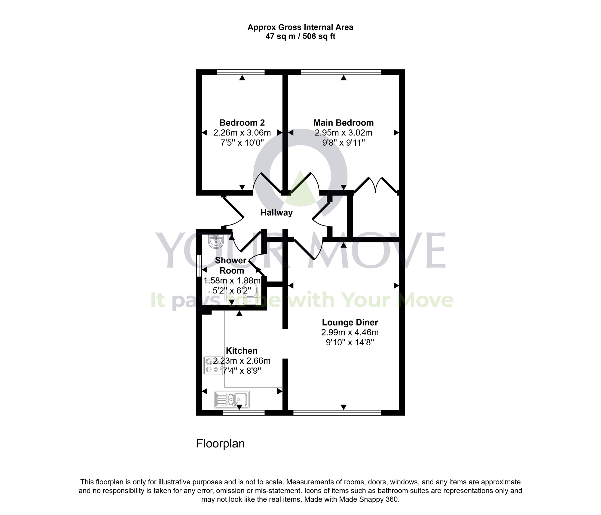 Floorplan of 2 bedroom Semi Detached Bungalow for sale, Lingerwood Walk, Newtongrange, EH22