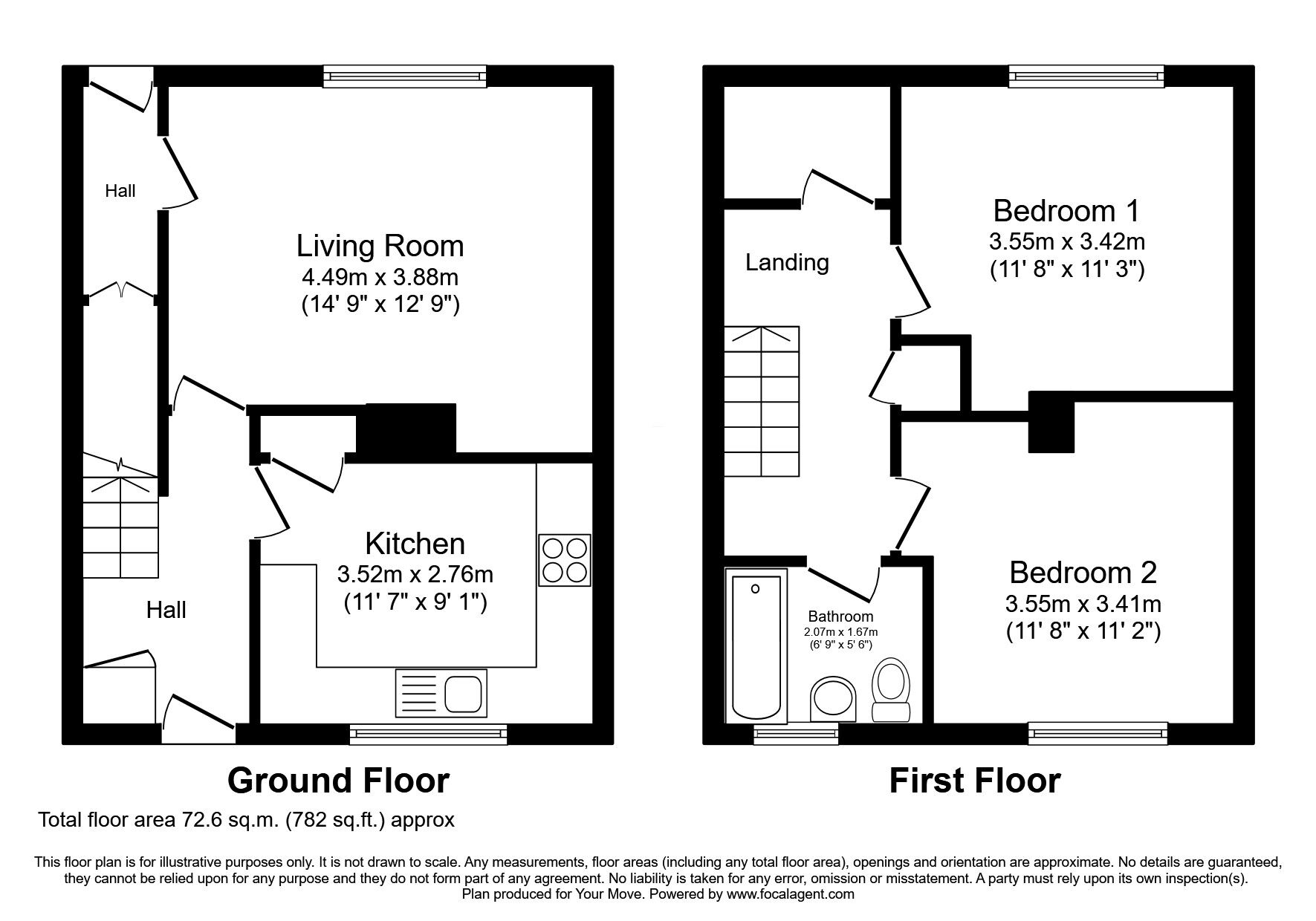 Floorplan of 2 bedroom End Terrace House for sale, Cherry Lane, Mayfield, Midlothian, EH22
