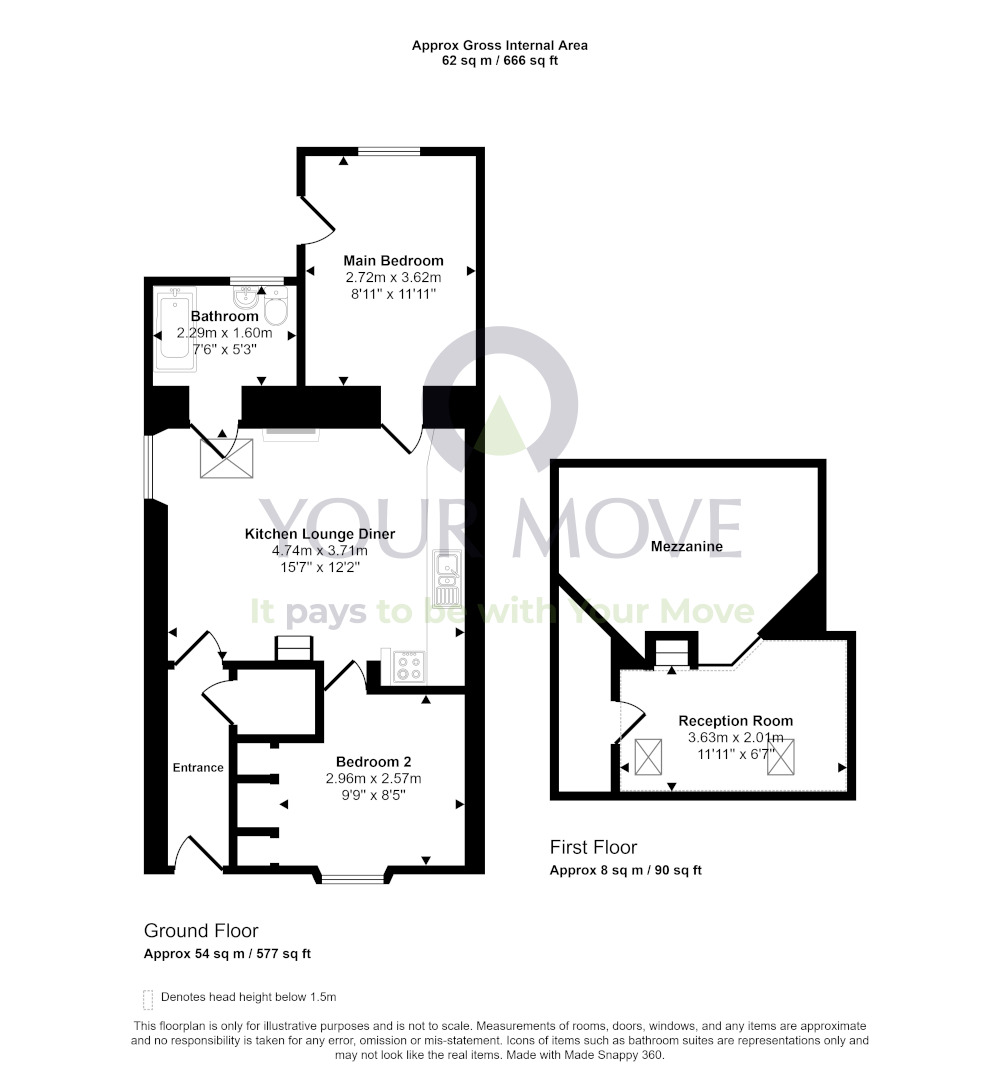 Floorplan of 2 bedroom Mid Terrace Bungalow for sale, Yorkston Cottages, Gorebridge, Midlothian, EH23