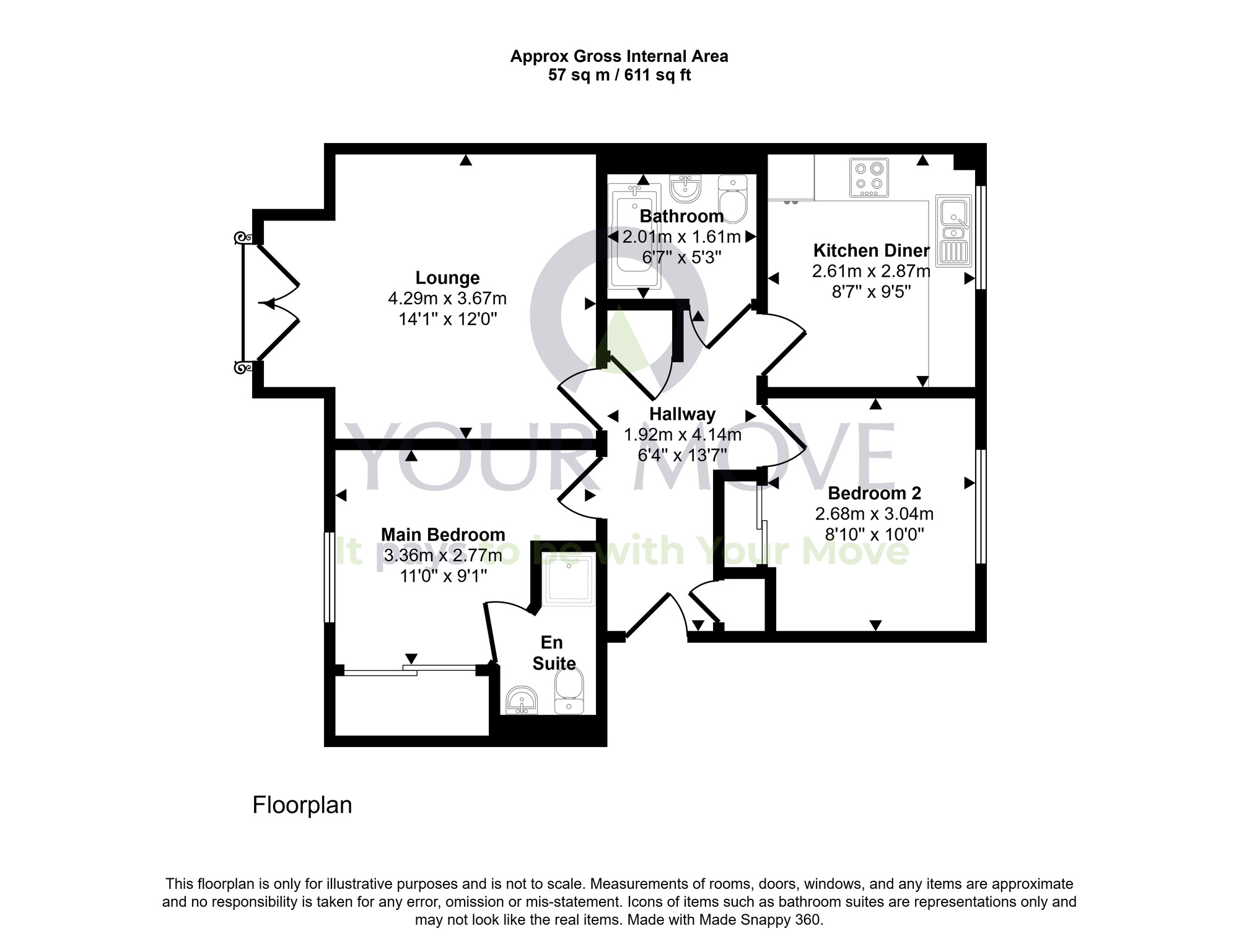 Floorplan of 2 bedroom Flat for sale, Milligan Drive, Edinburgh, Midlothian, EH16