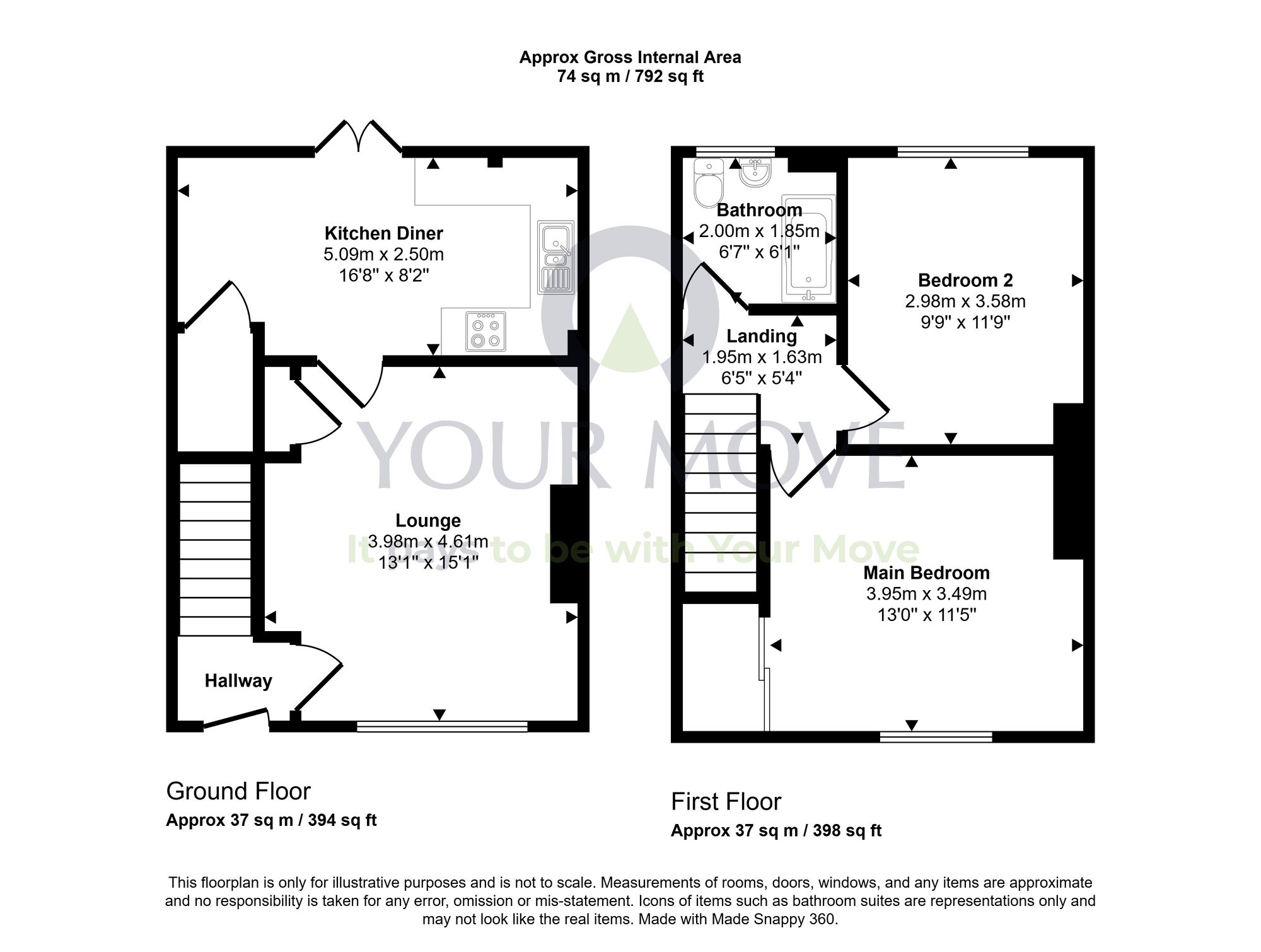 Floorplan of 2 bedroom Mid Terrace House for sale, Laurel Bank, Dalkeith, Midlothian, EH22