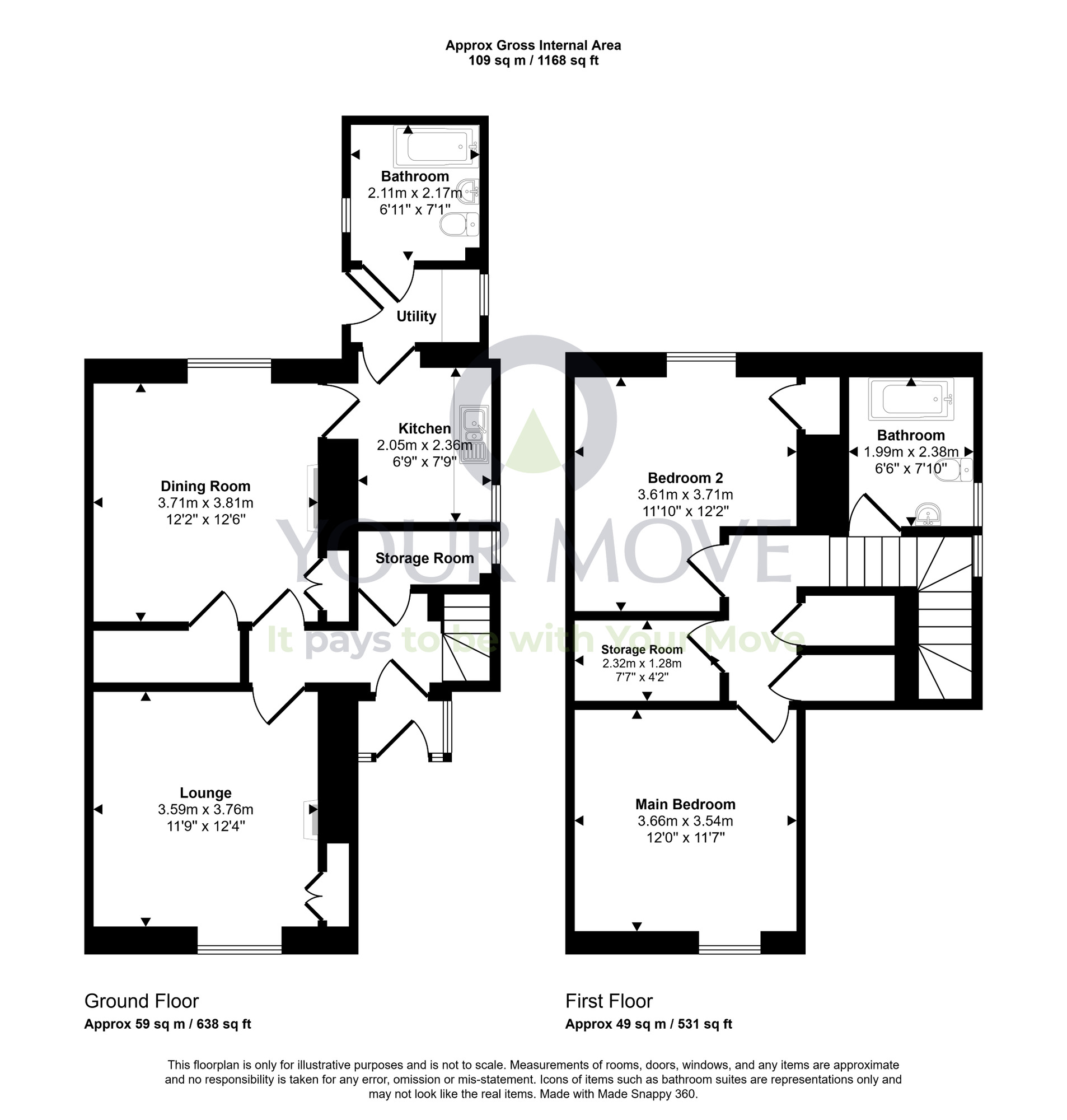 Floorplan of 3 bedroom Semi Detached House for sale, Dalhousie Road, Eskbank, Midlothian, EH22