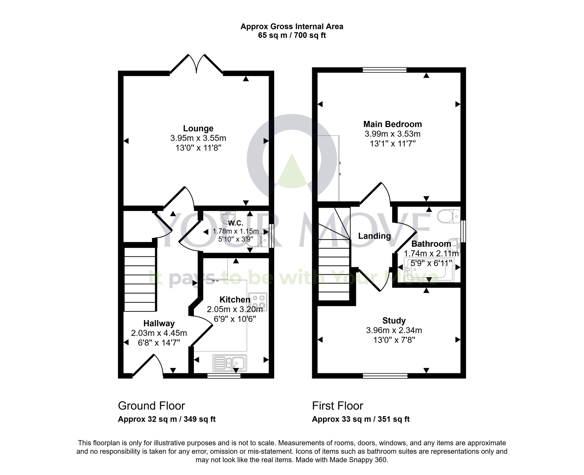 Floorplan of 2 bedroom Semi Detached House for sale, Auld Coal Road, Bonnyrigg, Midlothian, EH19