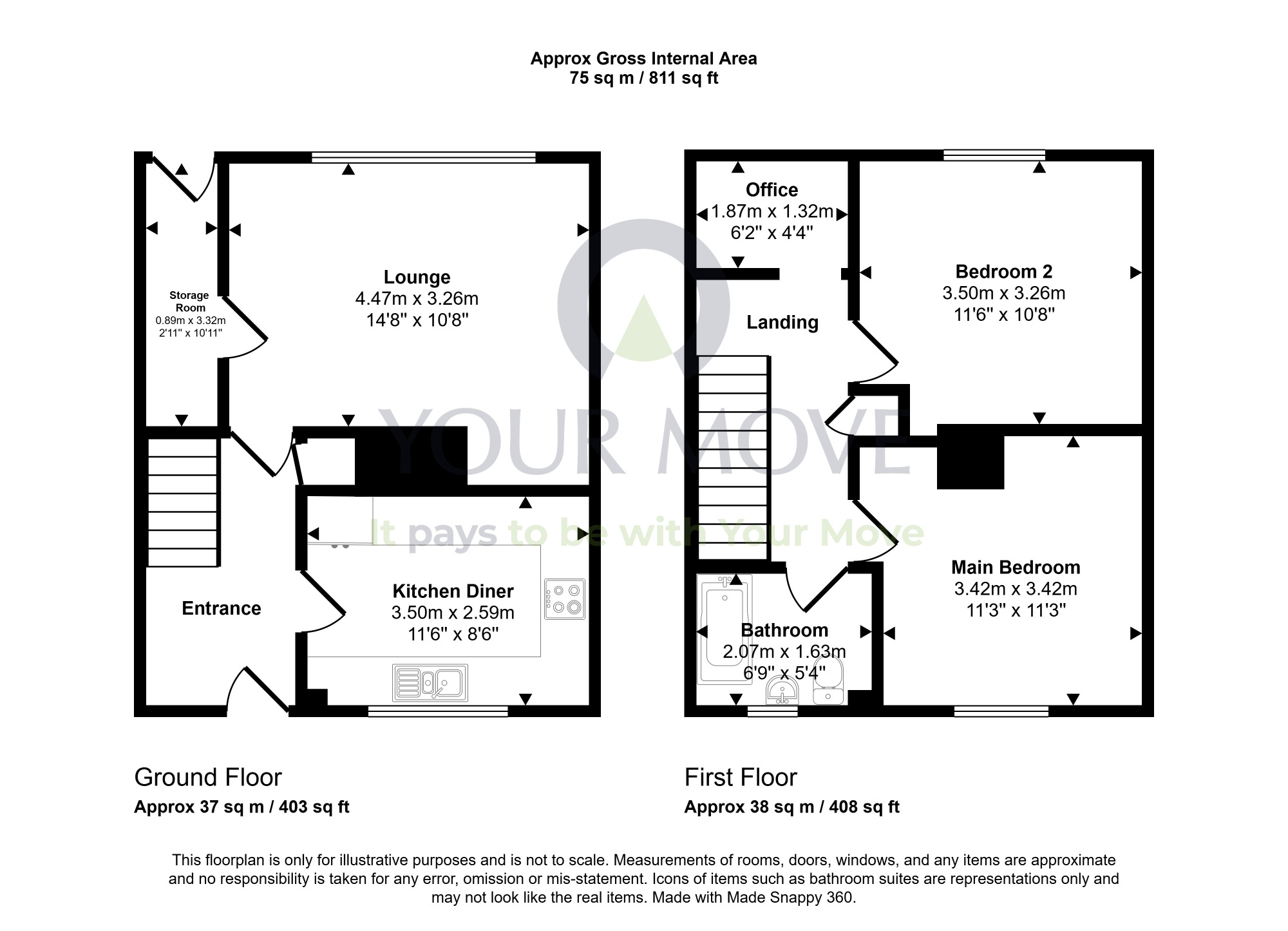 Floorplan of 2 bedroom Mid Terrace House for sale, Larch Crescent, Mayfield, Midlothian, EH22