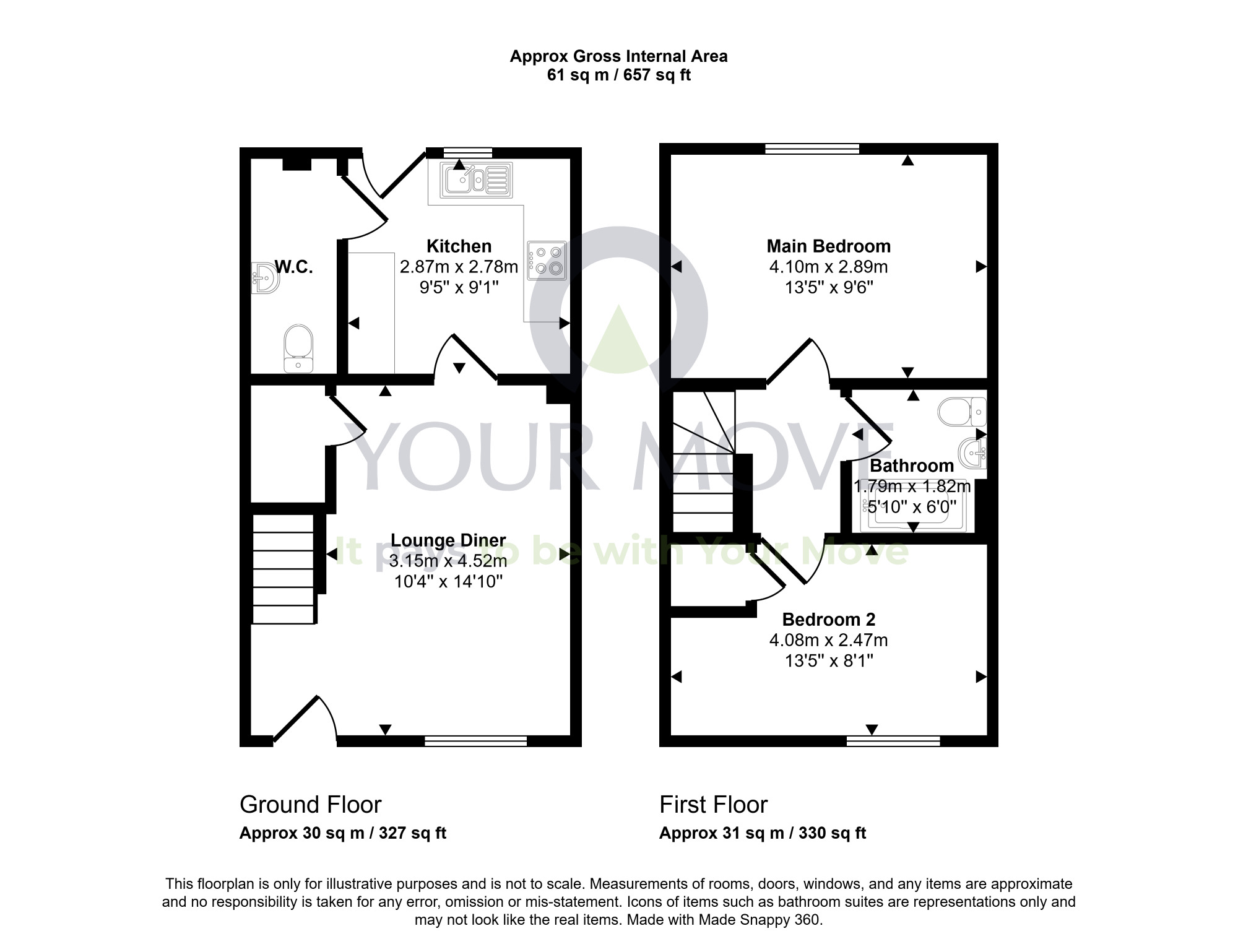 Floorplan of 2 bedroom End Terrace House for sale, Carter Drive, Edinburgh, Midlothian, EH17