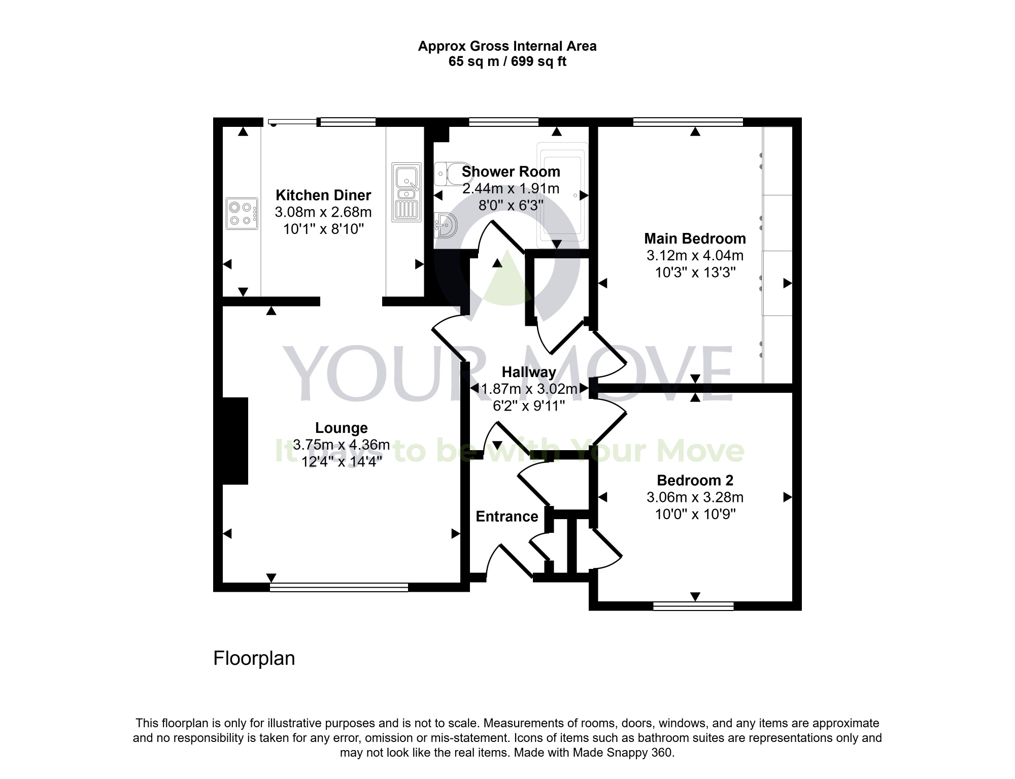 Floorplan of 2 bedroom Semi Detached Bungalow for sale, Borthwick Castle Road, North Middleton, Midlothian, EH23
