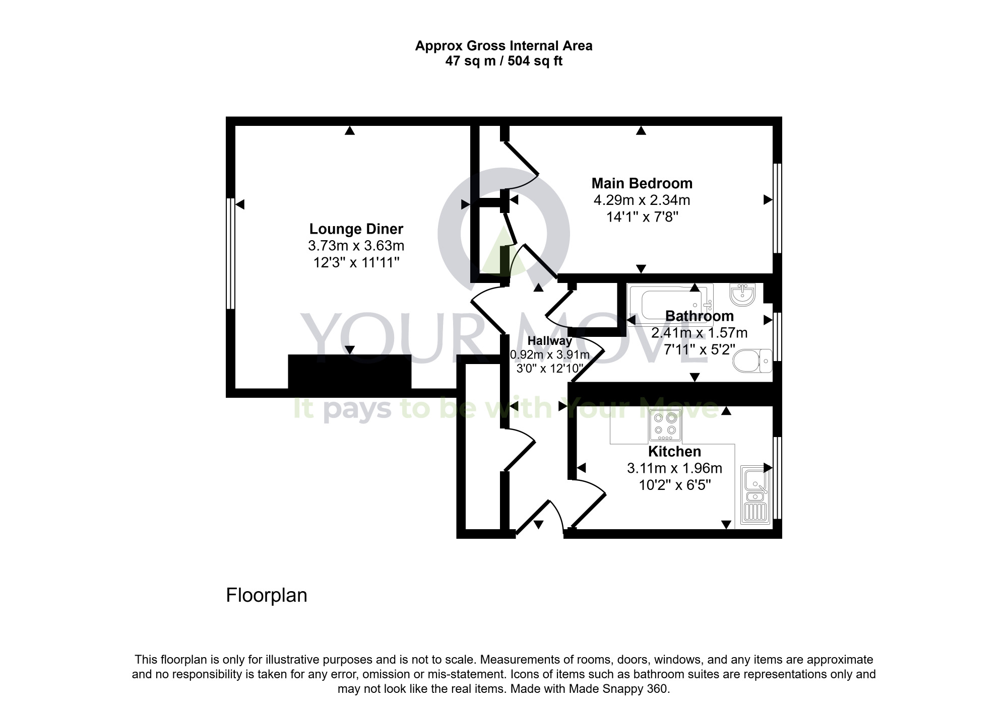 Floorplan of 1 bedroom Flat for sale, Bruce Gardens, Dalkeith, Midlothian, EH22