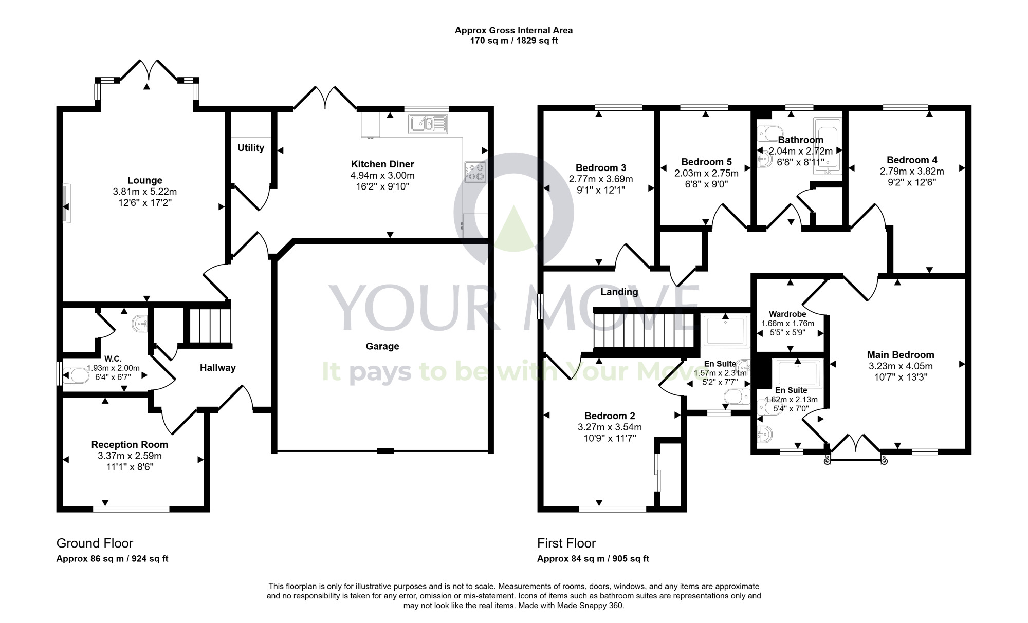 Floorplan of 5 bedroom Detached House for sale, South Chesters Gardens, Bonnyrigg, Midlothian, EH19