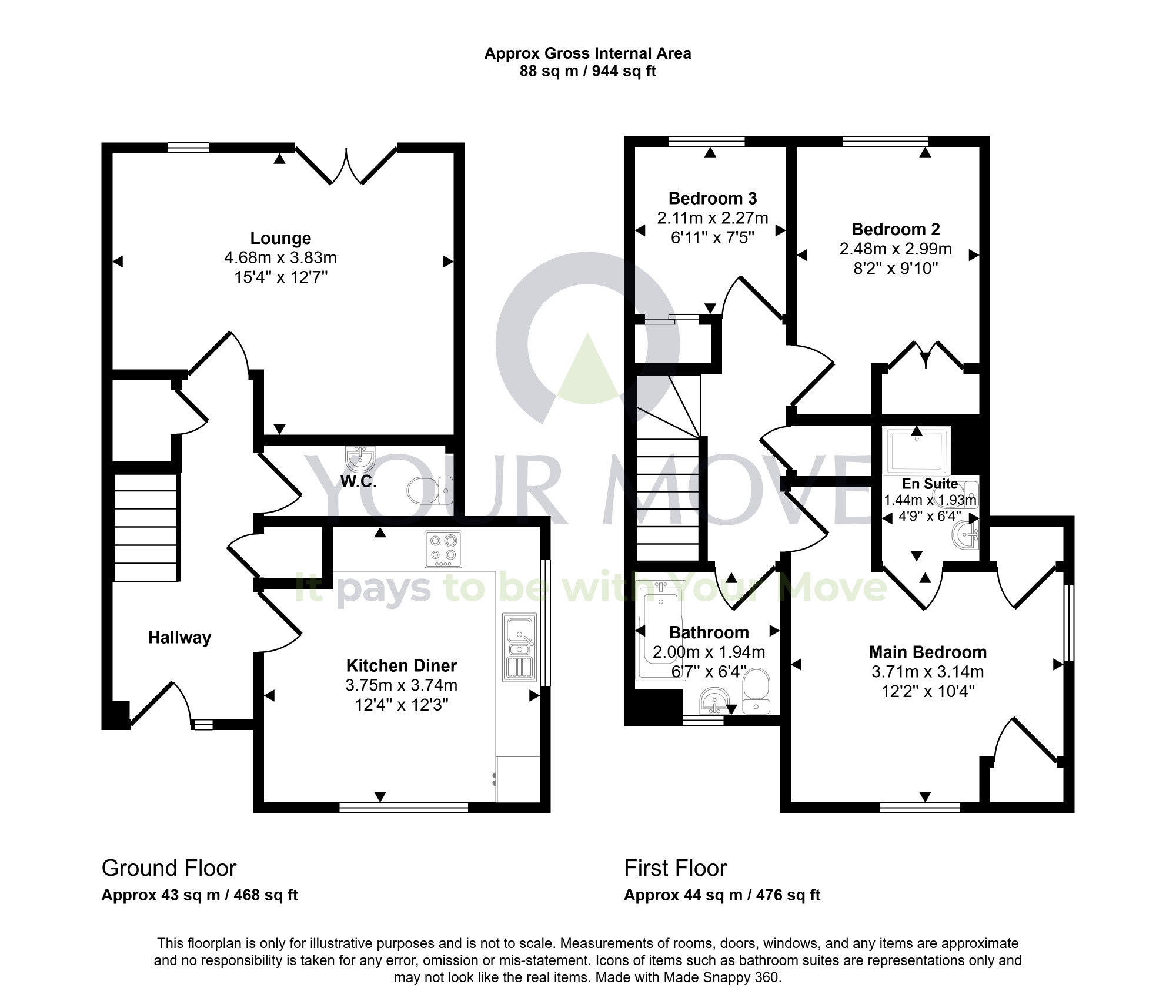 Floorplan of 3 bedroom End Terrace House for sale, Burnhead Road, Bonnyrigg, Midlothian, EH19