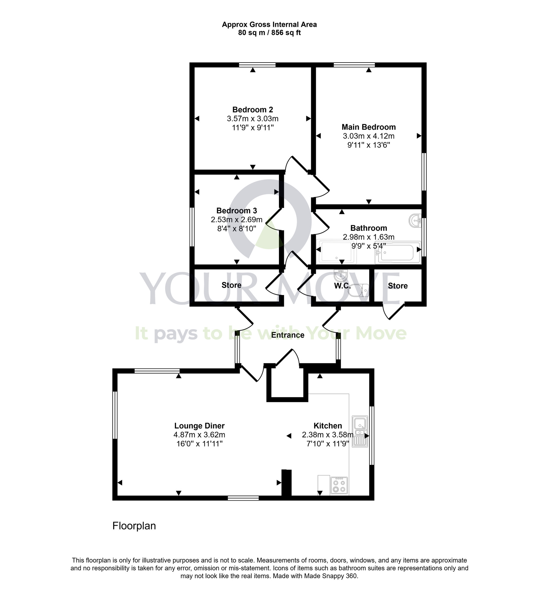 Floorplan of 3 bedroom Detached Bungalow for sale, Eskview Road, Mayfield, Midlothian, EH22