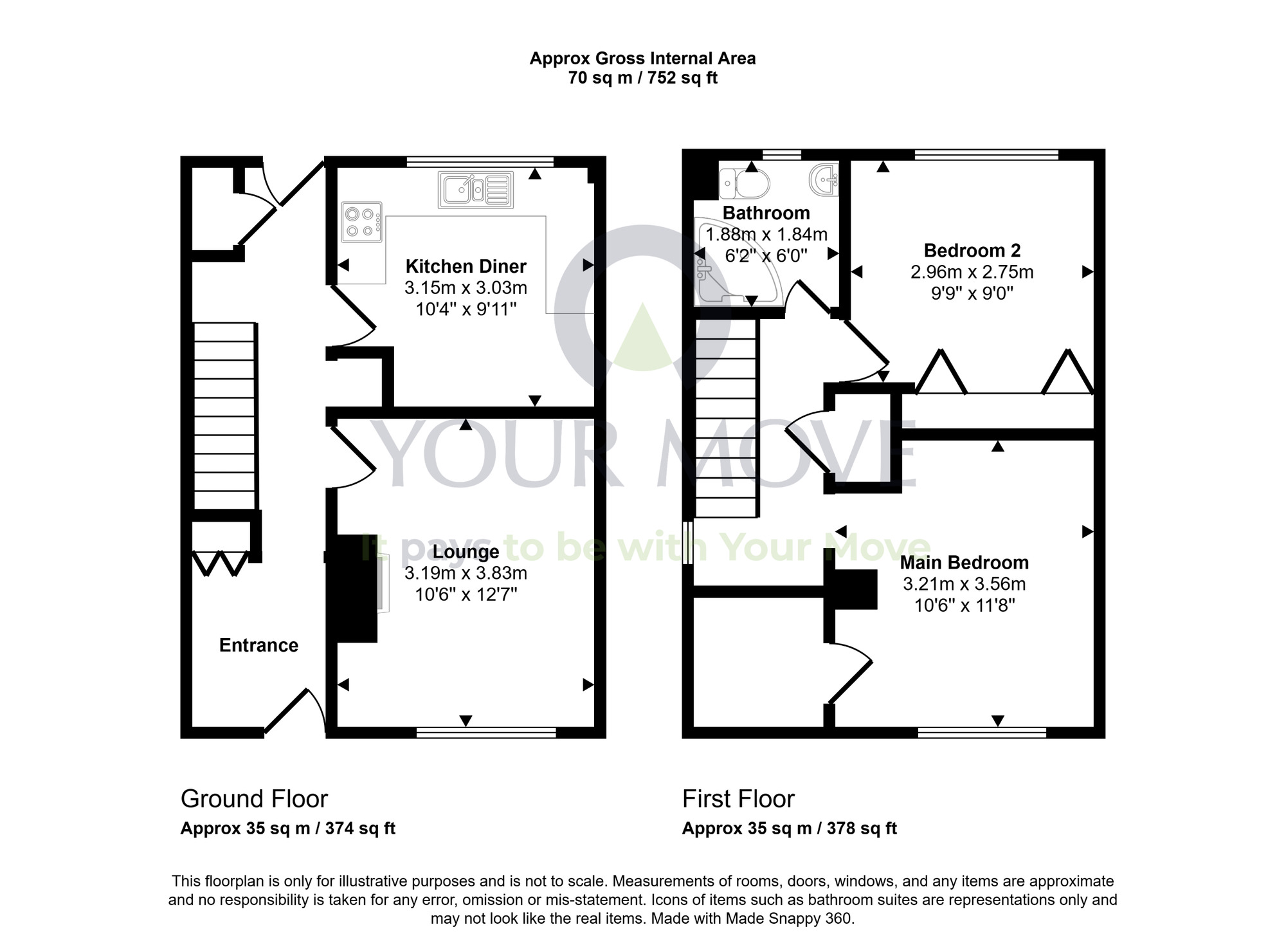 Floorplan of 2 bedroom Semi Detached House for sale, Whitecraig Gardens East, Whitecraig, East Lothian, EH21