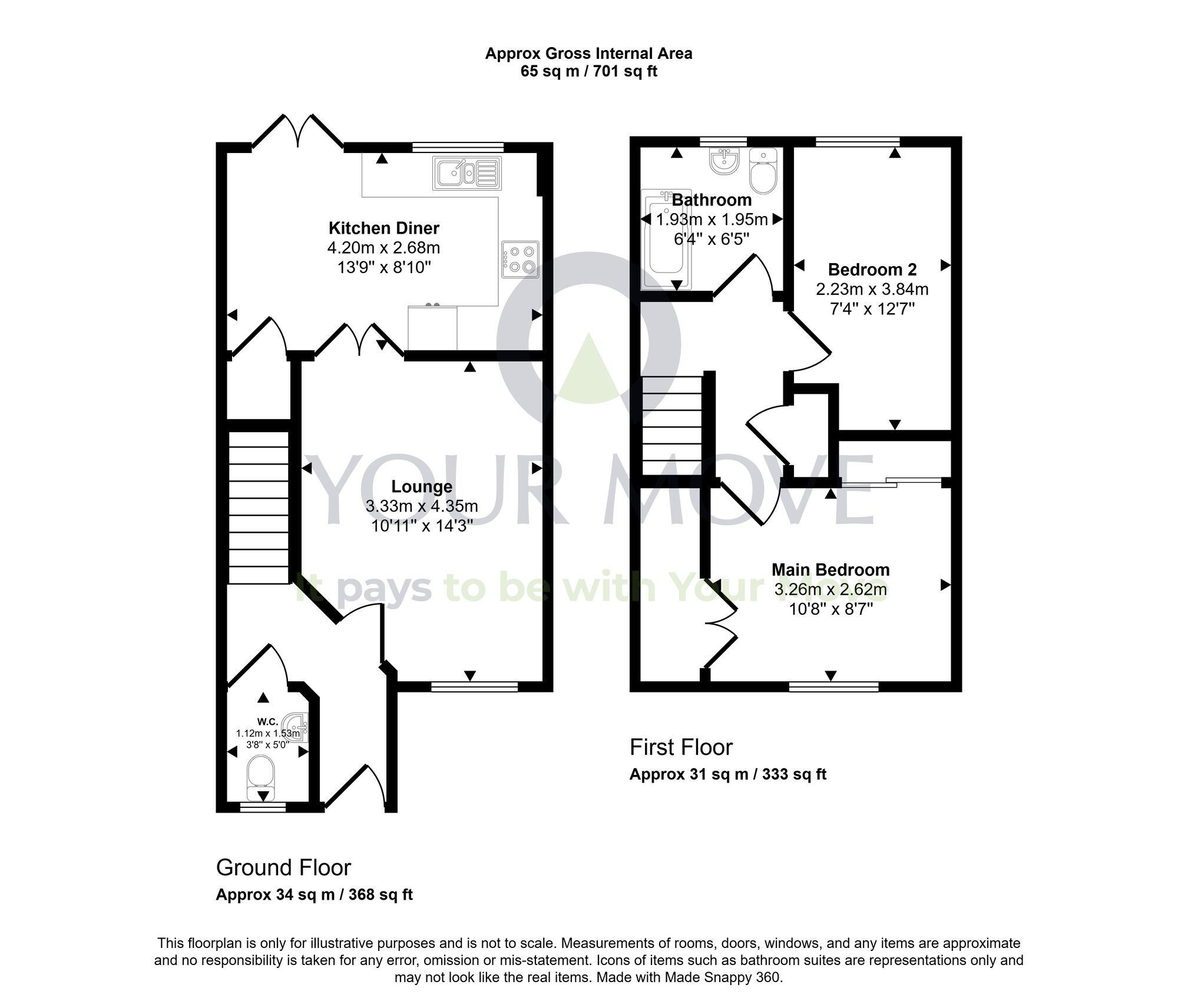 Floorplan of 2 bedroom Mid Terrace House for sale, Easter Langside Court, Dalkeith, Midlothian, EH22