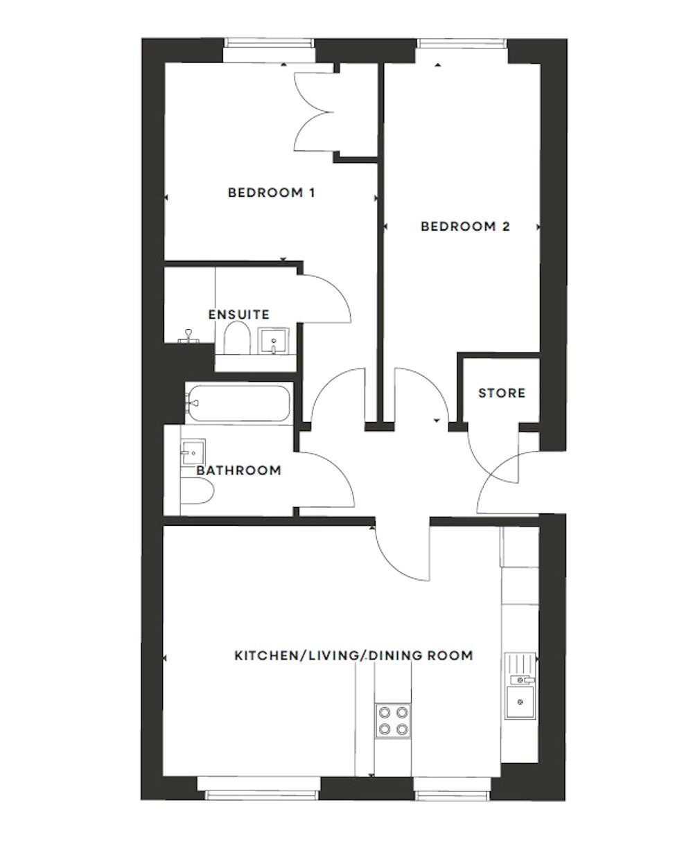 Floorplan of 2 bedroom Flat for sale, Longthorn Gardens, Midlothian, EH22