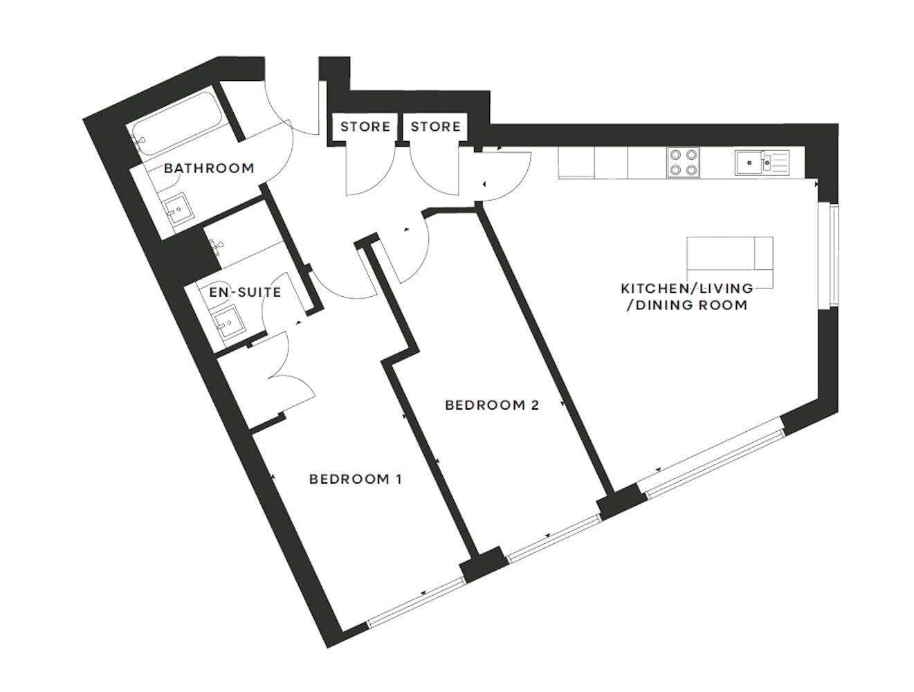 Floorplan of 2 bedroom Flat for sale, Longthorn Gardens, Dalkeith, Midlothian, EH22