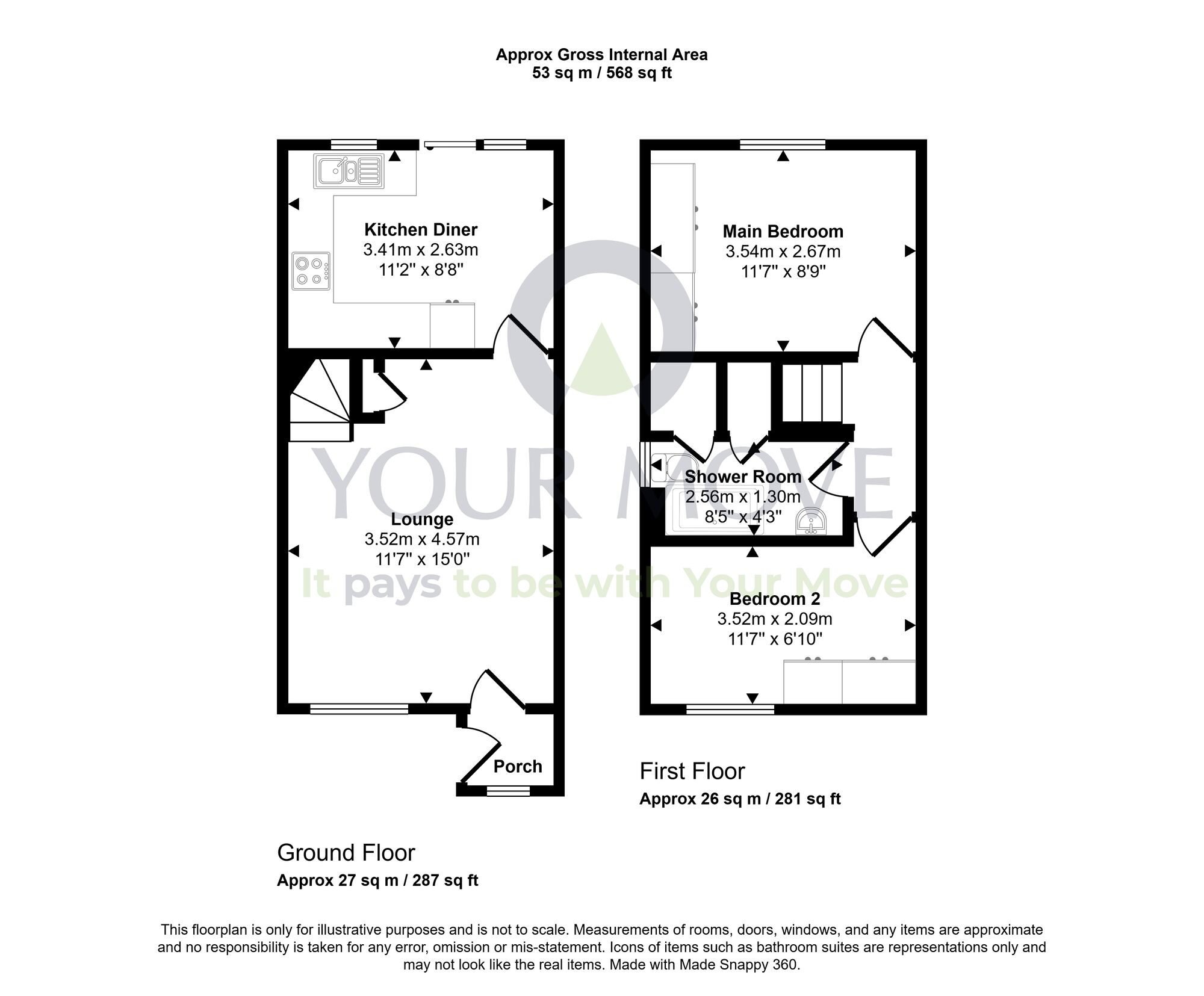 Floorplan of 2 bedroom Semi Detached House for sale, The Murrays Brae, Edinburgh, EH17