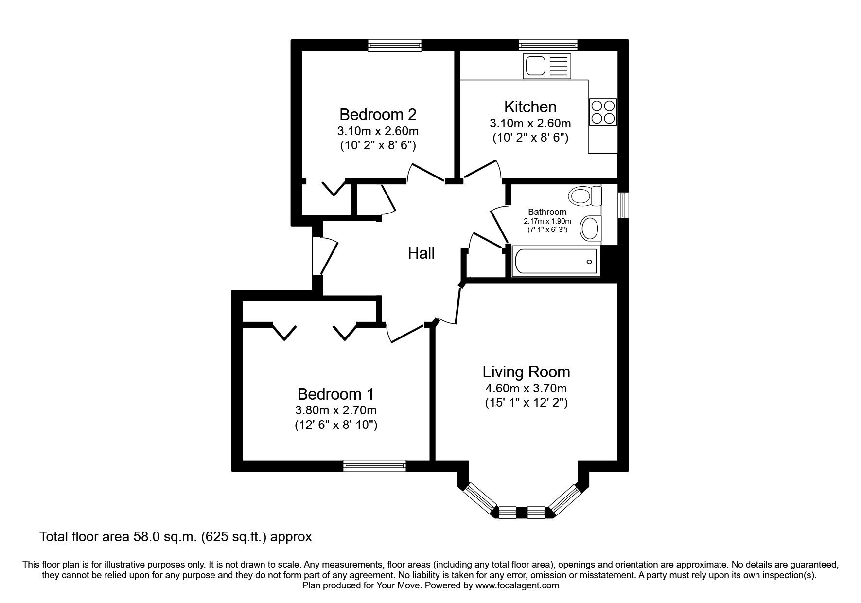 Floorplan of 2 bedroom  Flat to rent, Peasehill Fauld, Rosyth, Fife, KY11