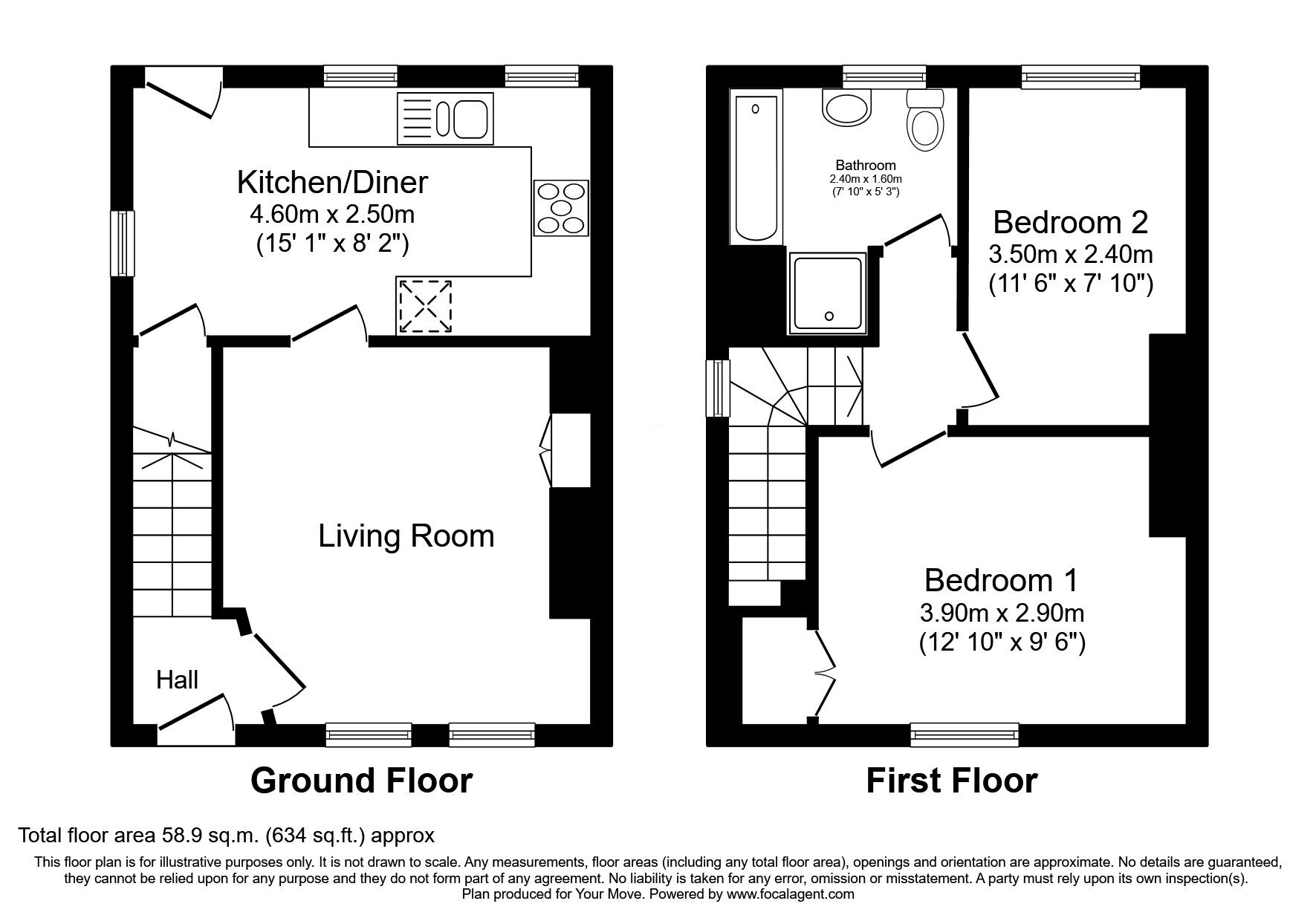 Floorplan of 2 bedroom End Terrace House for sale, Kings Crescent, Rosyth, Dunfermline, KY11