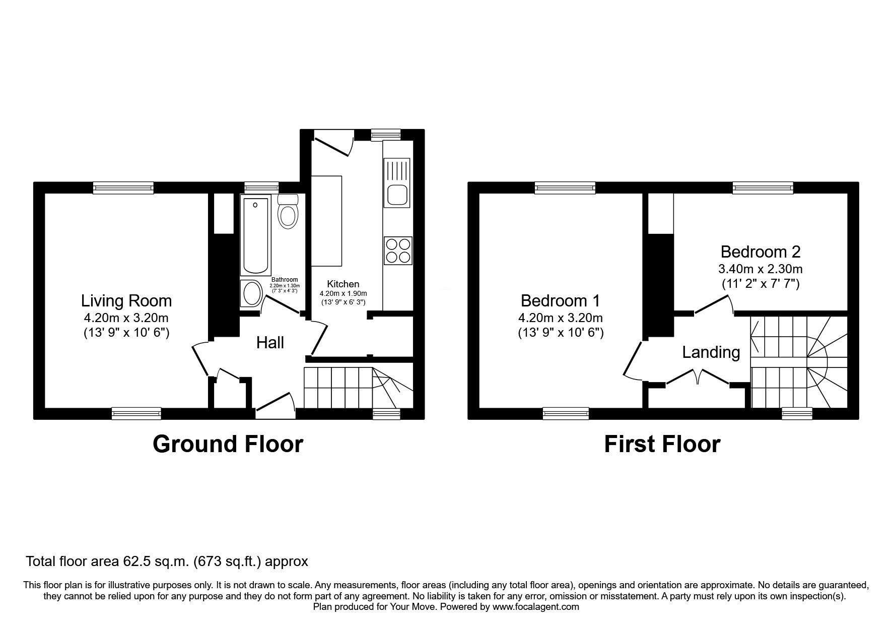 Floorplan of 2 bedroom Mid Terrace House for sale, Hamilton Place, Rosyth, Fife, KY11