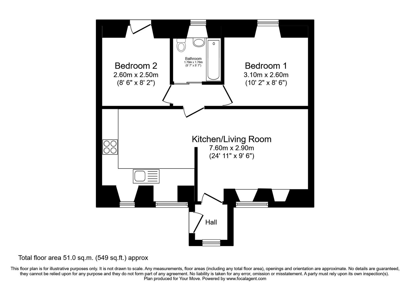 Floorplan of 2 bedroom Semi Detached House for sale, Hillend, Dunfermline, Fife, KY11