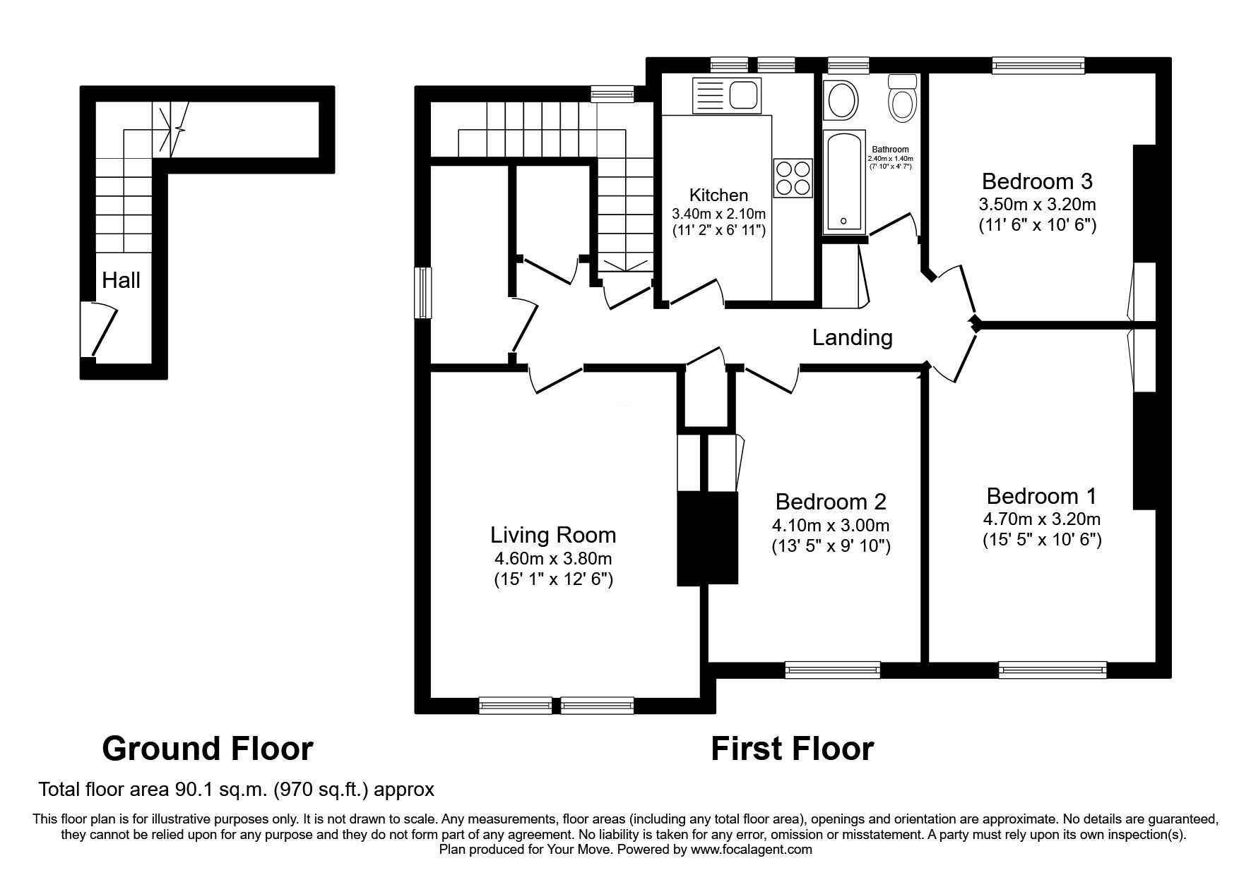 Floorplan of 3 bedroom  Flat for sale, Kings Road, Rosyth, Fife, KY11