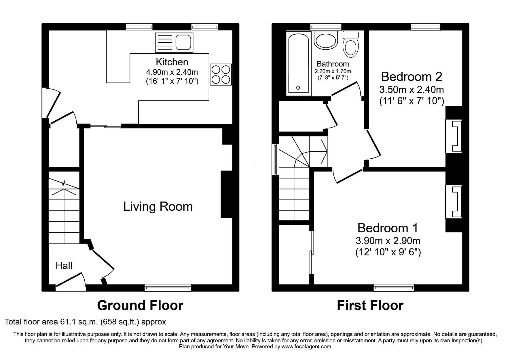 Floorplan of 2 bedroom End Terrace House for sale, Queensferry Road, Rosyth, Fife, KY11