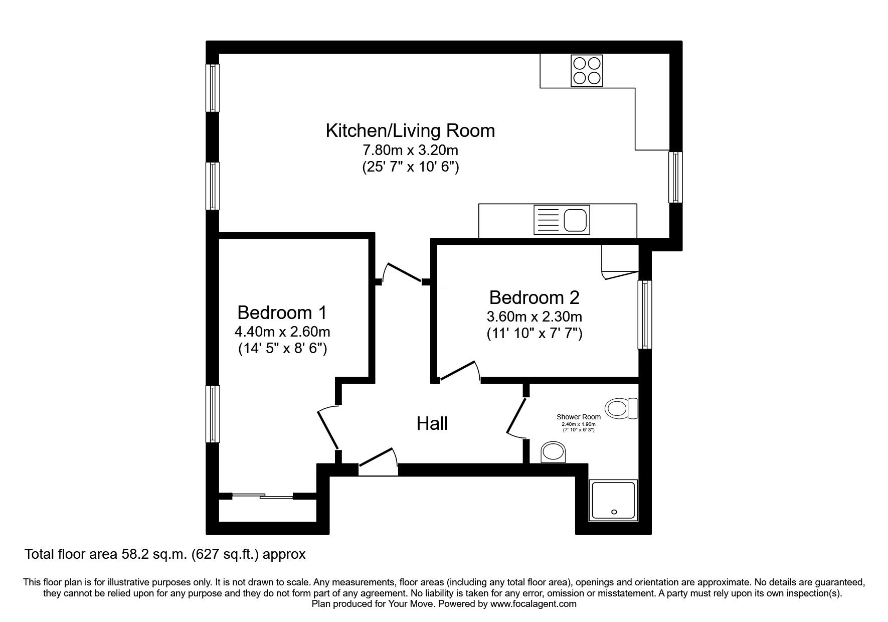 Floorplan of 2 bedroom  Flat for sale, Cromwell Road, Burntisland, Fife, KY3