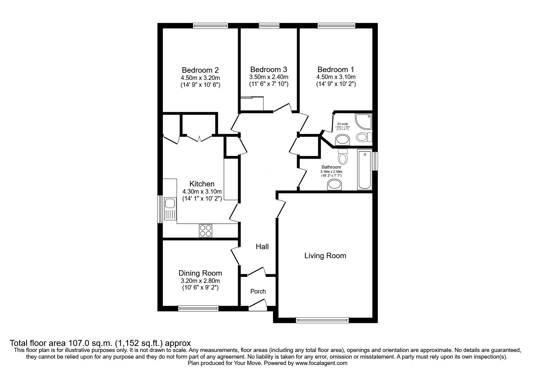 Floorplan of 3 bedroom Detached Bungalow for sale, Etive Place, Dalgety Bay, Fife, KY11