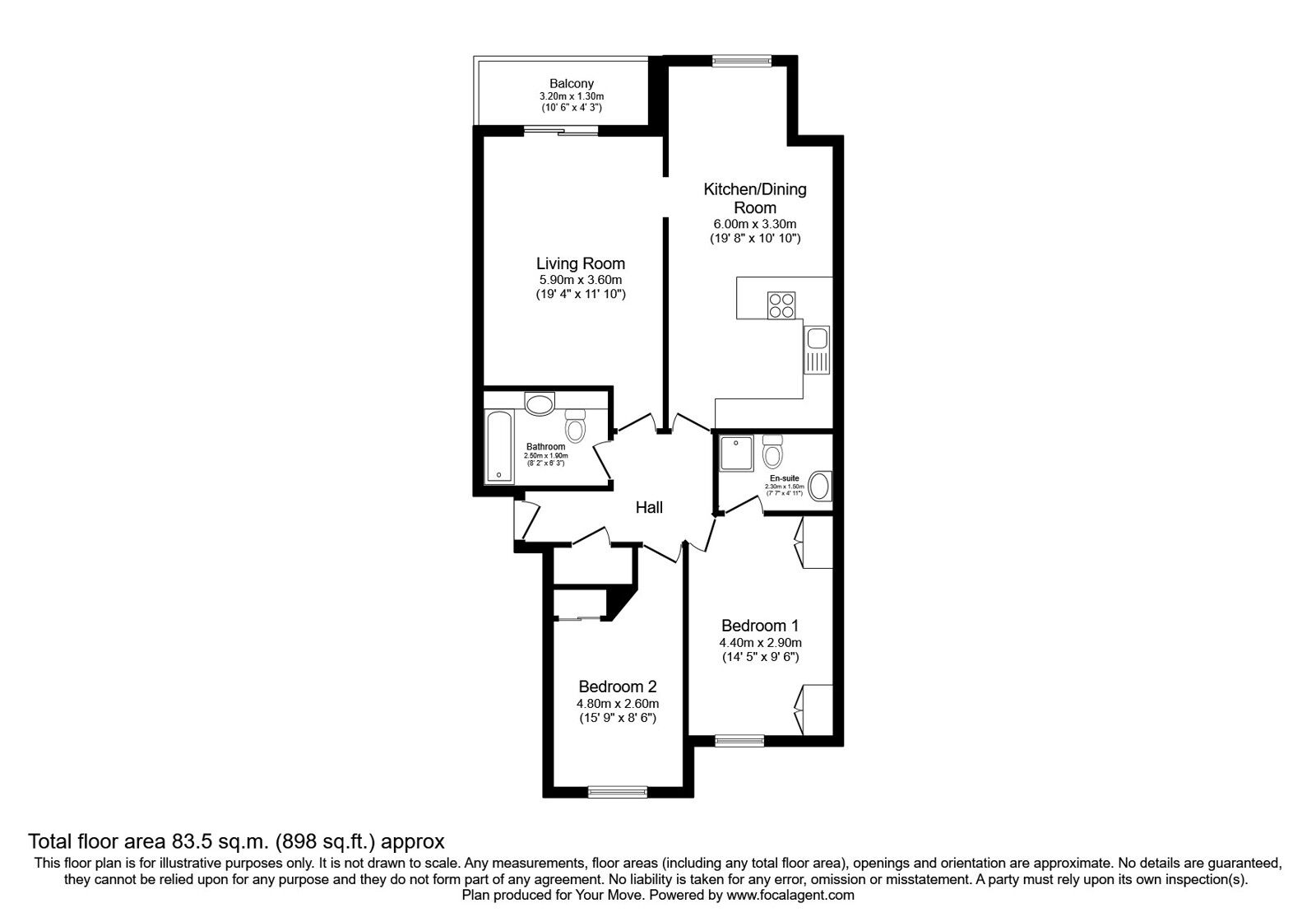 Floorplan of 2 bedroom  Flat for sale, Harbour Place, Dalgety Bay, Dunfermline, KY11
