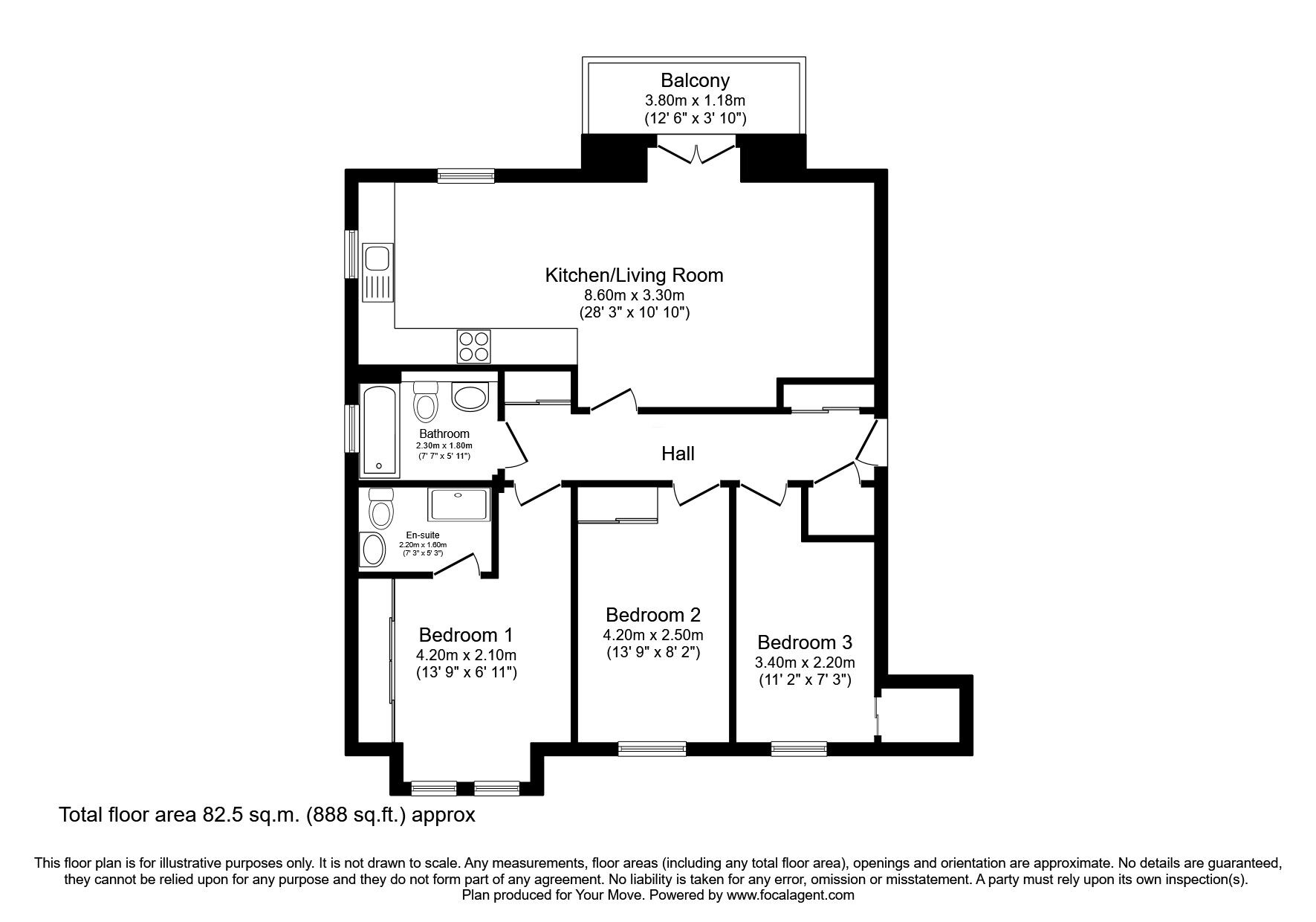 Floorplan of 3 bedroom  Flat for sale, Harbour Place, Dalgety Bay, Fife, KY11