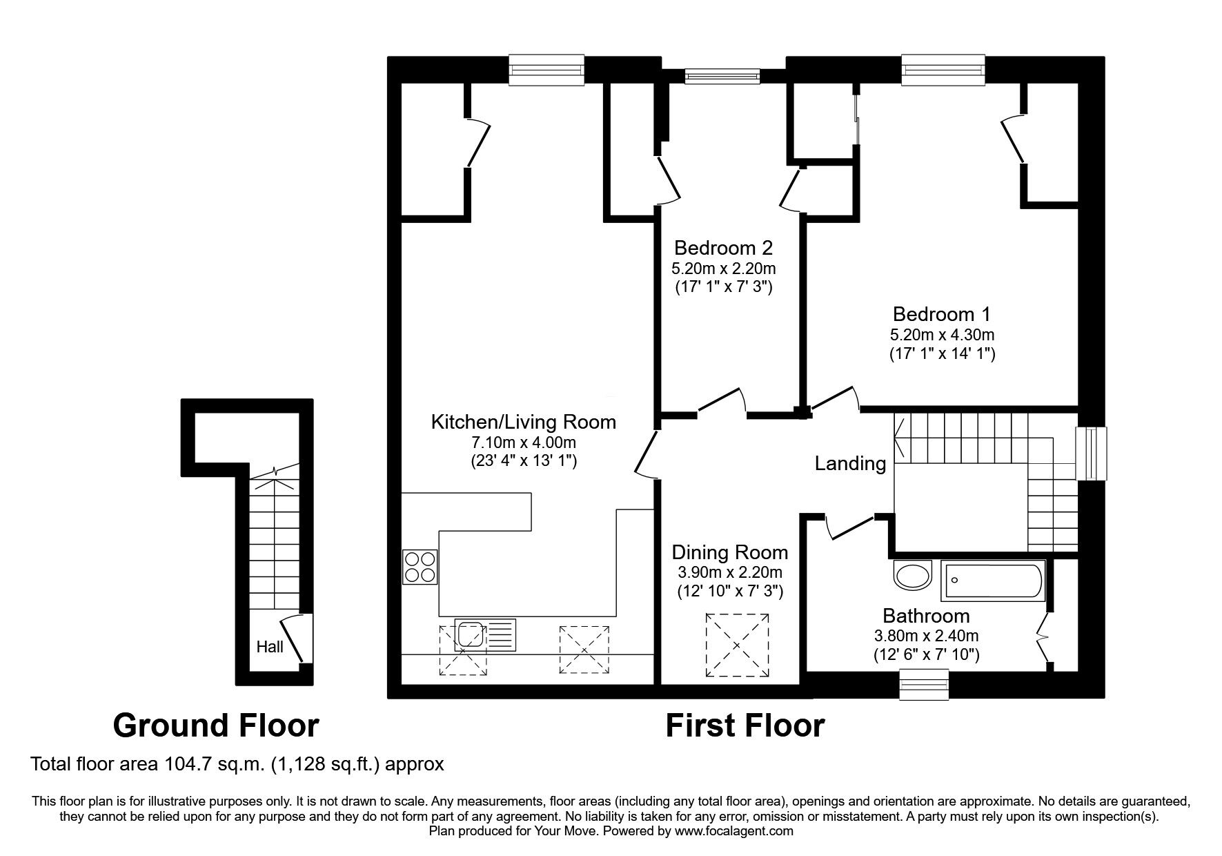Floorplan of 2 bedroom  Flat for sale, Craigkennochie Terrace, Burntisland, Fife, KY3