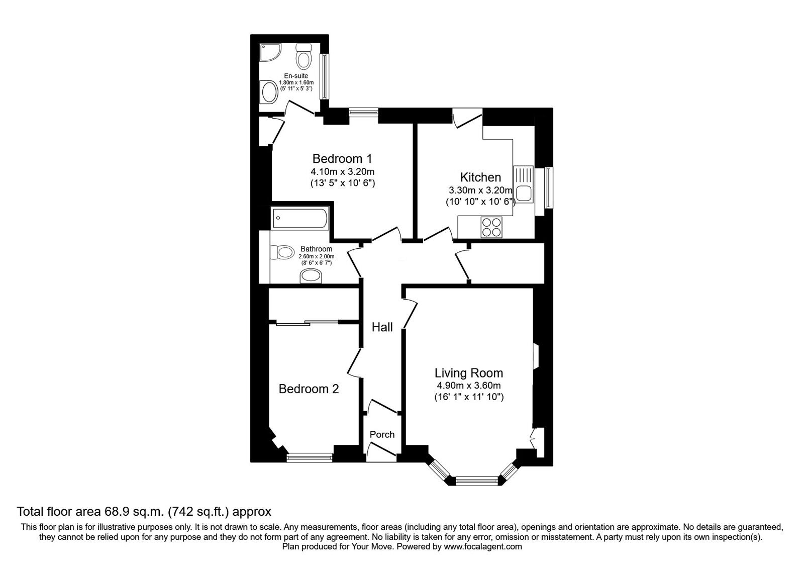 Floorplan of 2 bedroom End Terrace Flat for sale, Broomhill Avenue, Fife, KY3