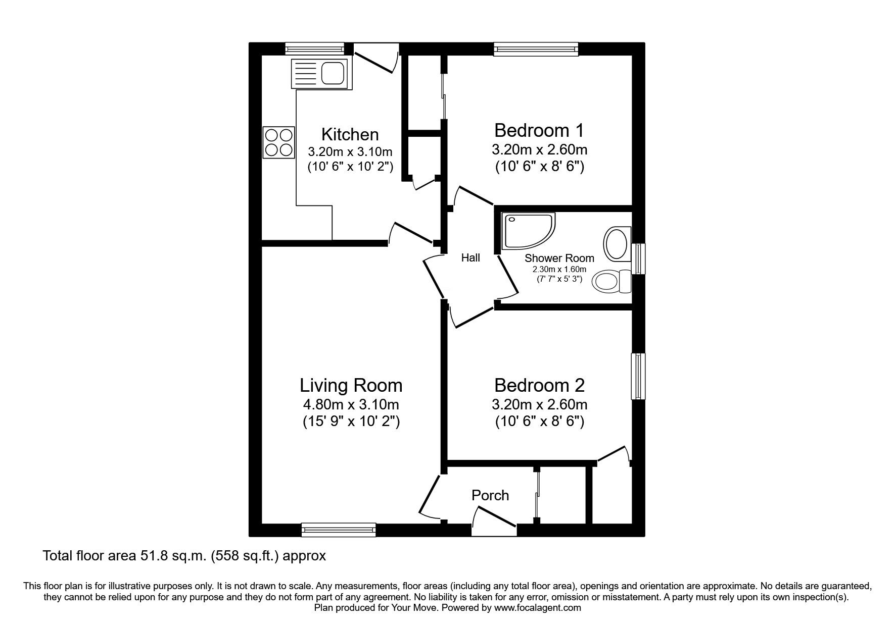 Floorplan of 2 bedroom Semi Detached Bungalow for sale, Morlich Park, Dalgety Bay, Fife, KY11