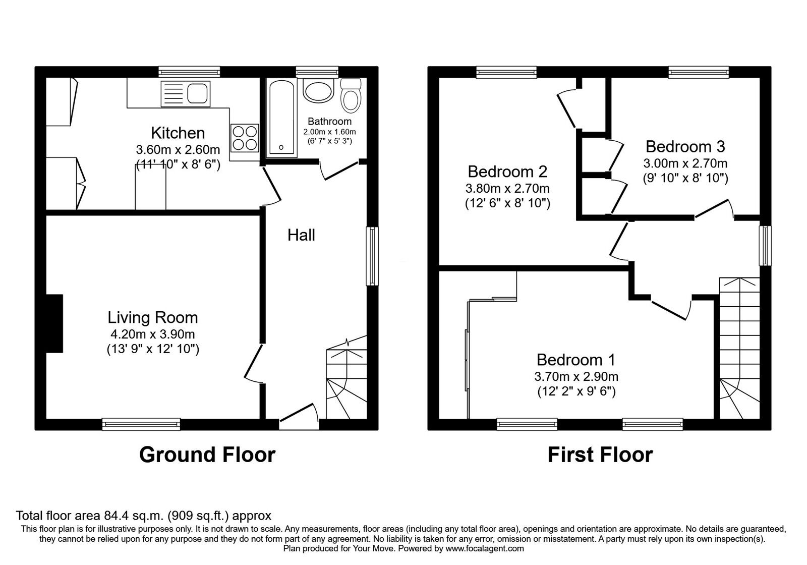 Floorplan of 3 bedroom Semi Detached House for sale, Bendameer Road, Burntisland, Fife, KY3