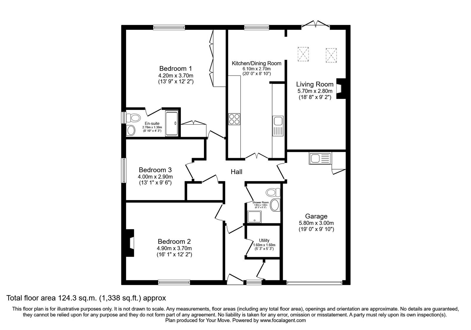 Floorplan of 3 bedroom Detached Bungalow for sale, Moray Court, Auchtertool, Fife, KY2