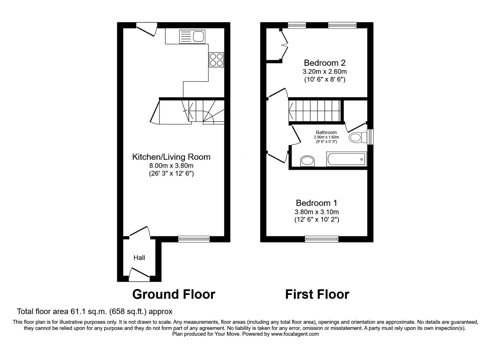 Floorplan of 2 bedroom Semi Detached House for sale, Letham Gait, Dalgety Bay, Fife, KY11