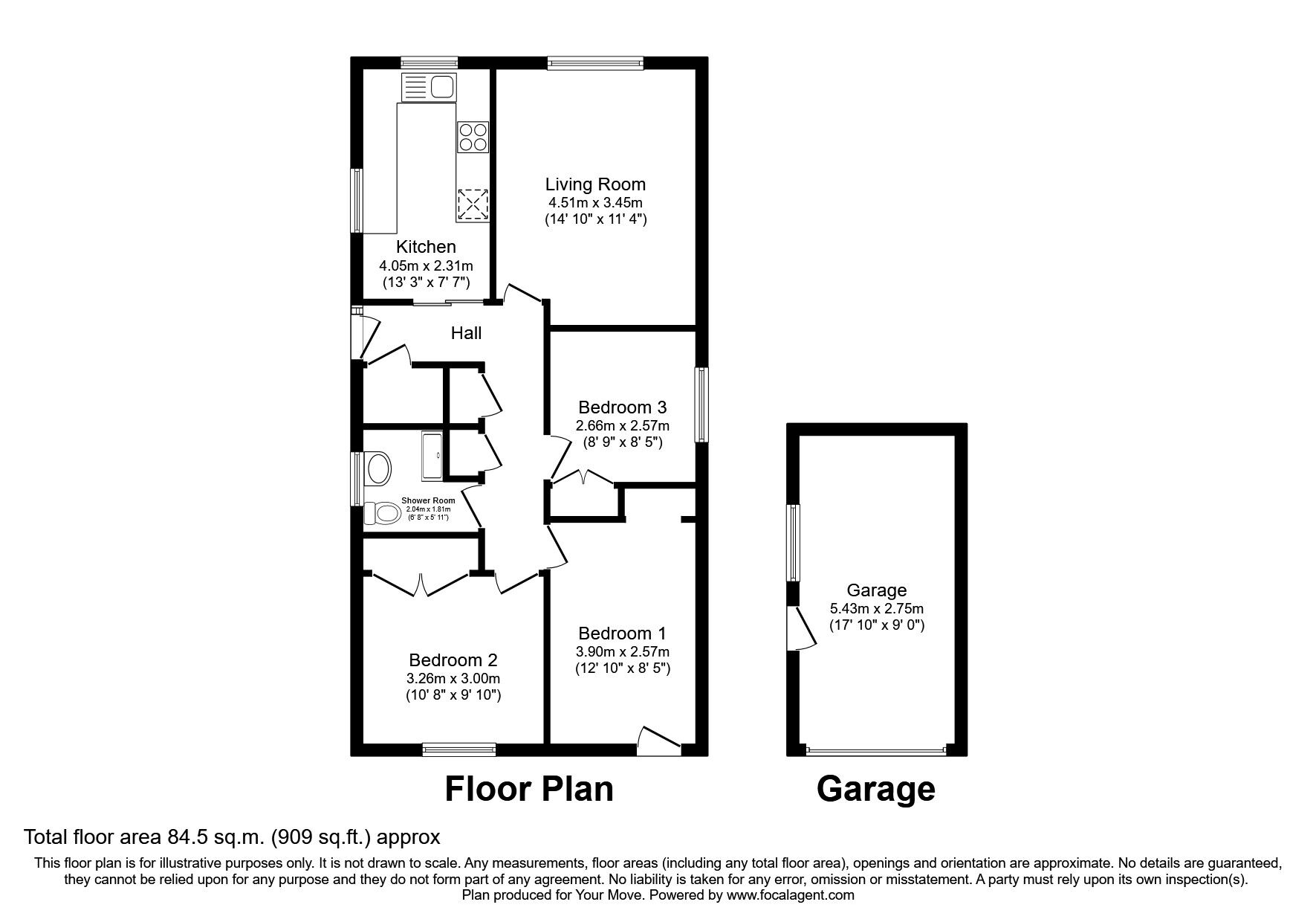 Floorplan of 3 bedroom Detached Bungalow for sale, Lade Green, Dalgety Bay, Fif, KY11