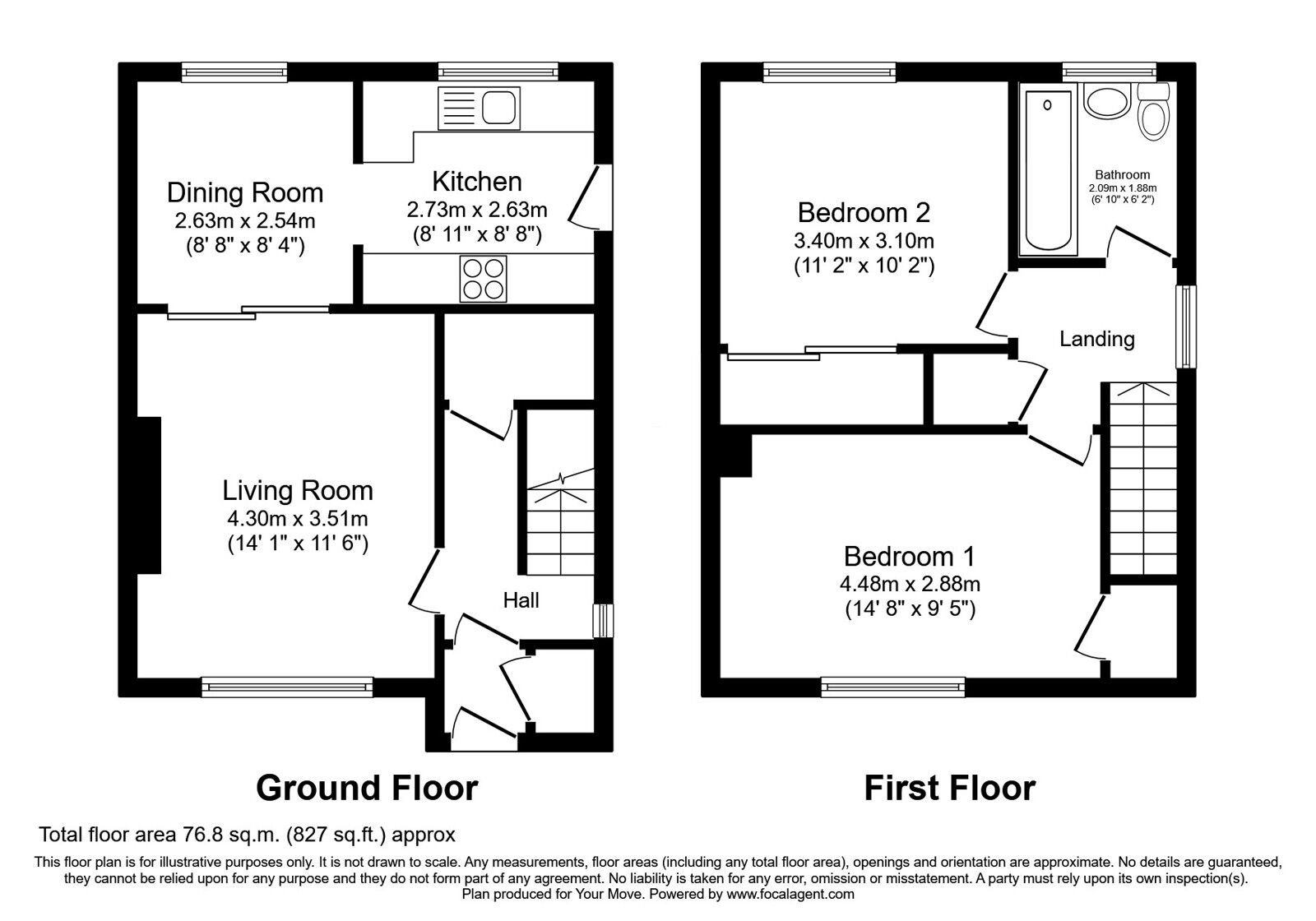 Floorplan of 2 bedroom Semi Detached House for sale, Foot Place, Rosyth, Fife, KY11