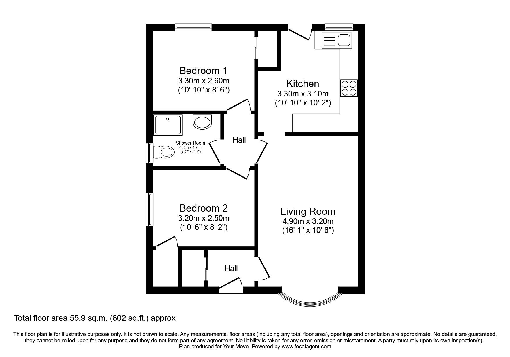 Floorplan of 2 bedroom Semi Detached Bungalow for sale, Morlich Grove, Dalgety Bay, Fife, KY11