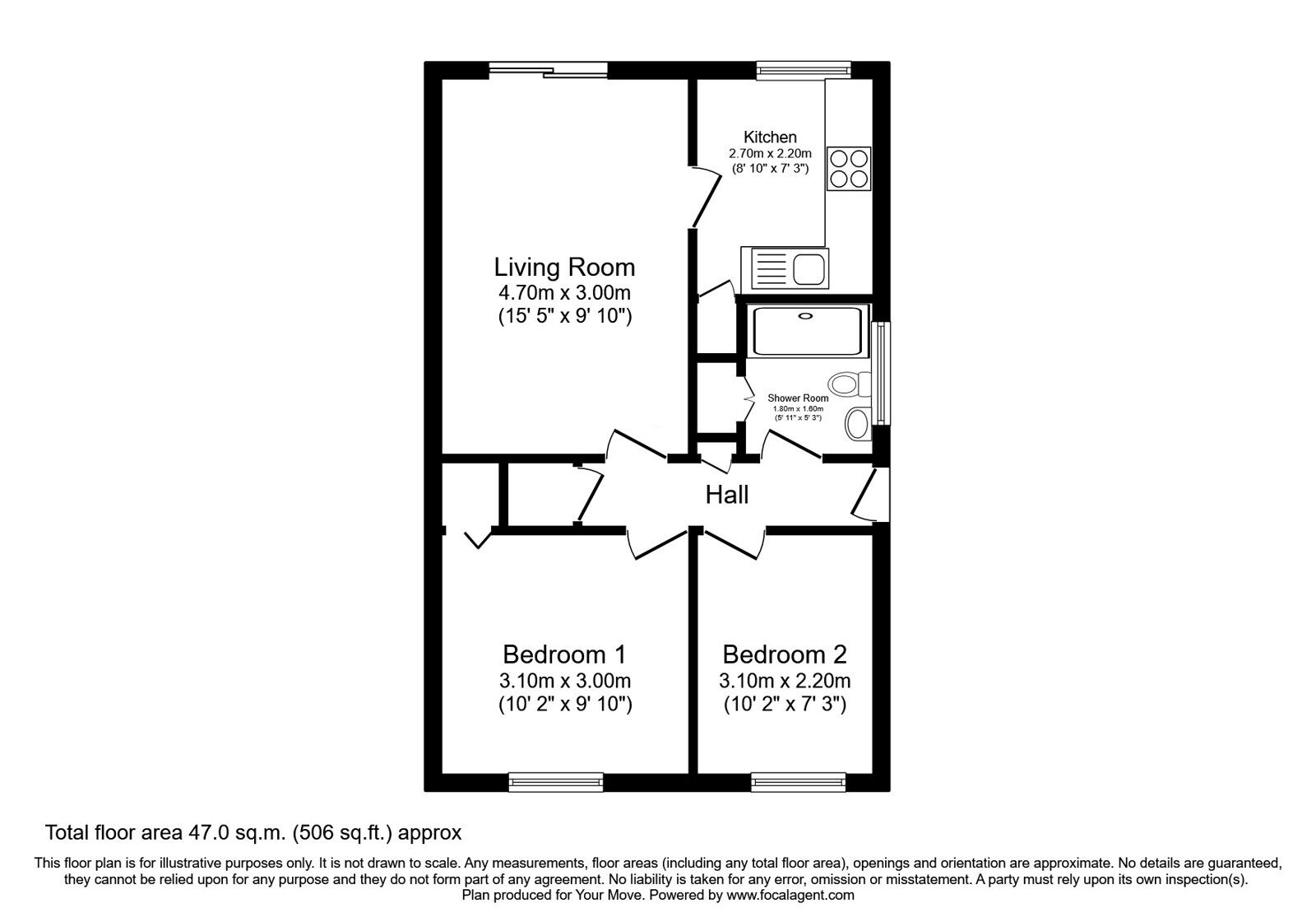 Floorplan of 2 bedroom Semi Detached Bungalow for sale, Pinnel Place, Dalgety Bay, Fife, KY11