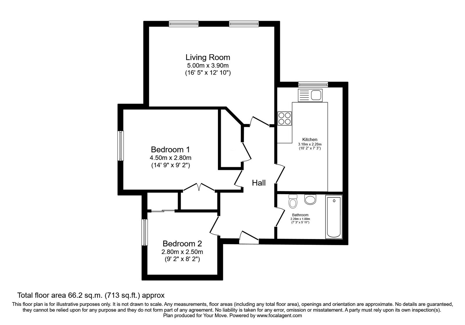 Floorplan of 2 bedroom  Flat for sale, The Moorings, Dalgety Bay, Fife, KY11