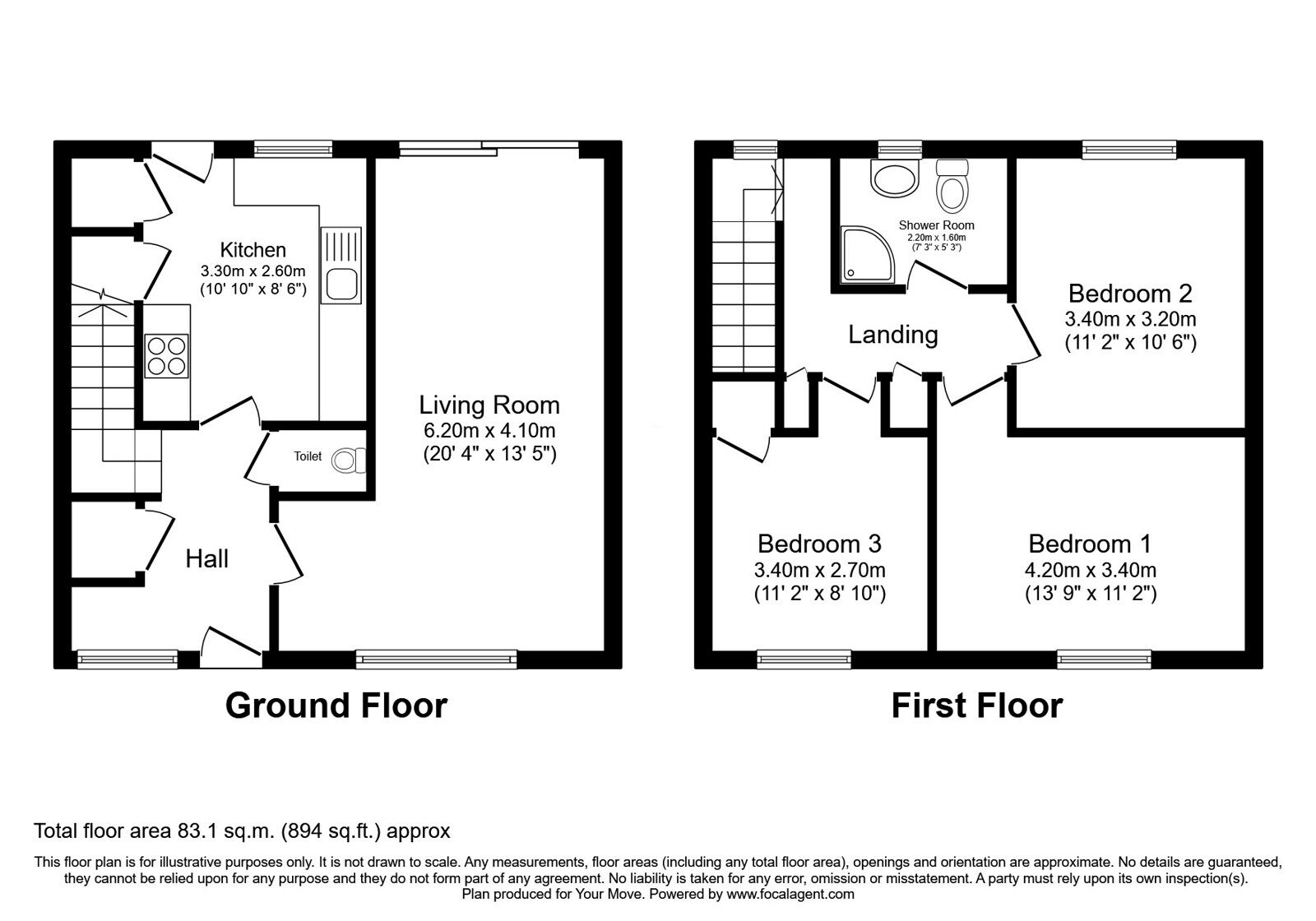 Floorplan of 3 bedroom Mid Terrace House for sale, Couston Place, Dalgety Bay, Fife, KY11