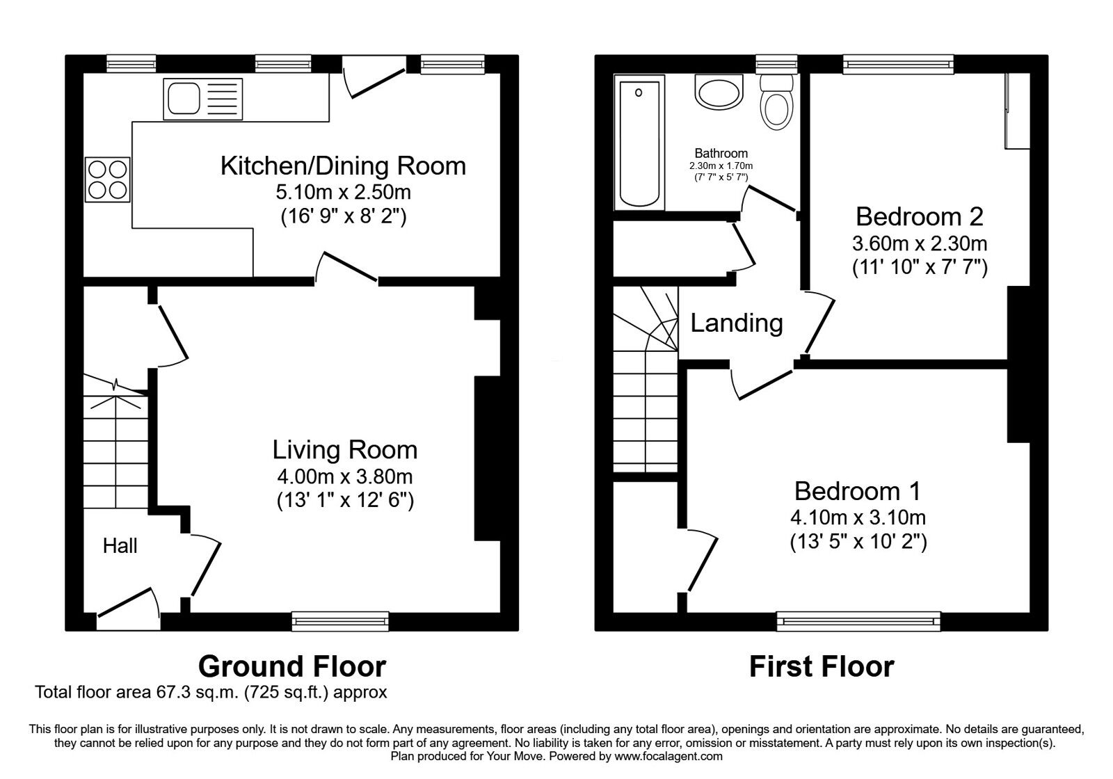Floorplan of 2 bedroom Mid Terrace House for sale, Castlandhill Road, Rosyth, Fife, KY11