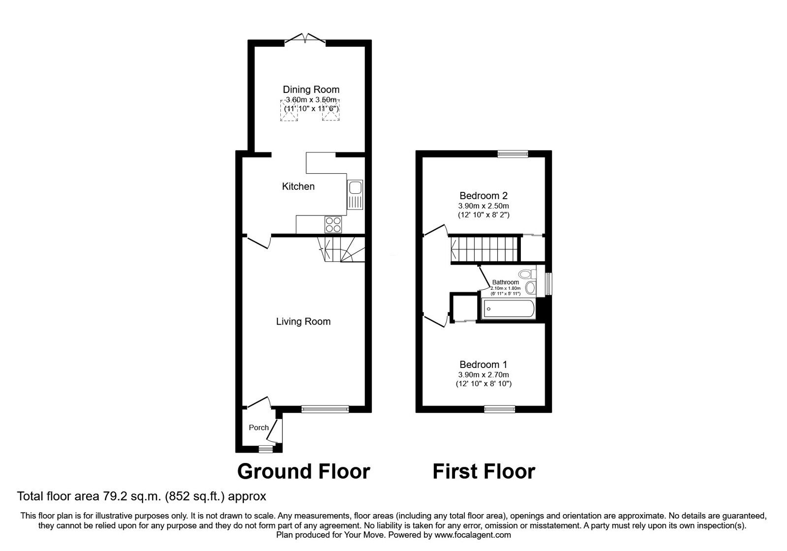 Floorplan of 2 bedroom Semi Detached House for sale, Strathbeg Drive, Dalgety Bay, Fife, KY11
