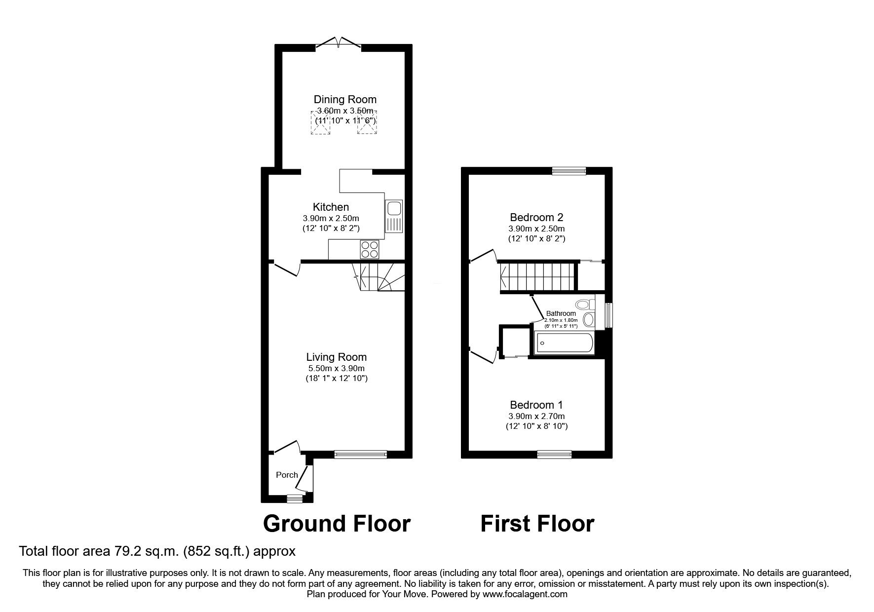 Floorplan of 2 bedroom Semi Detached House for sale, Strathbeg Drive, Dalgety Bay, Fife, KY11