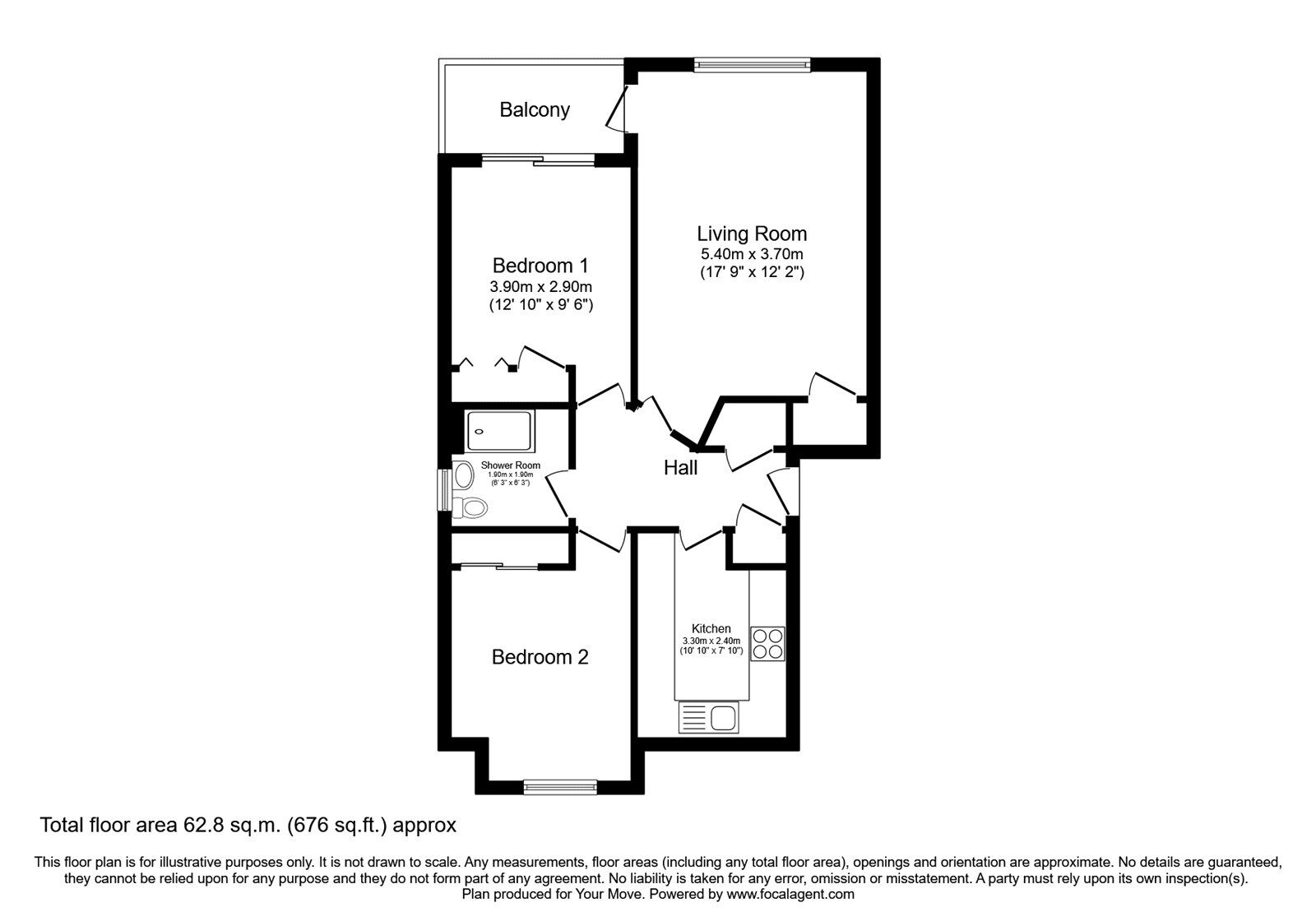 Floorplan of 2 bedroom  Flat for sale, The Moorings, Dalgety Bay, Fife, KY11