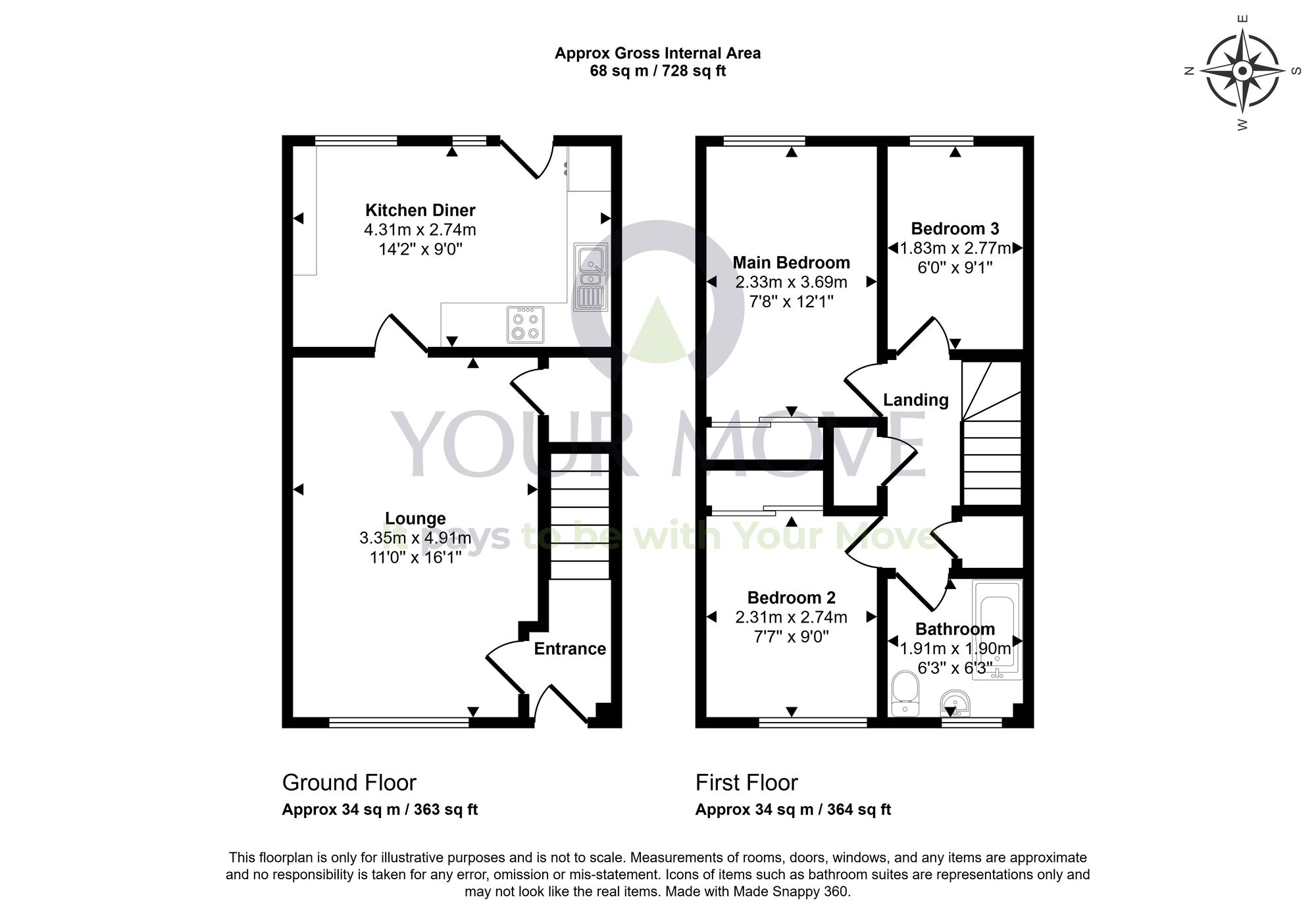 Floorplan of 3 bedroom Mid Terrace House for sale, Harbour Place, Dalgety Bay, Fife, KY11