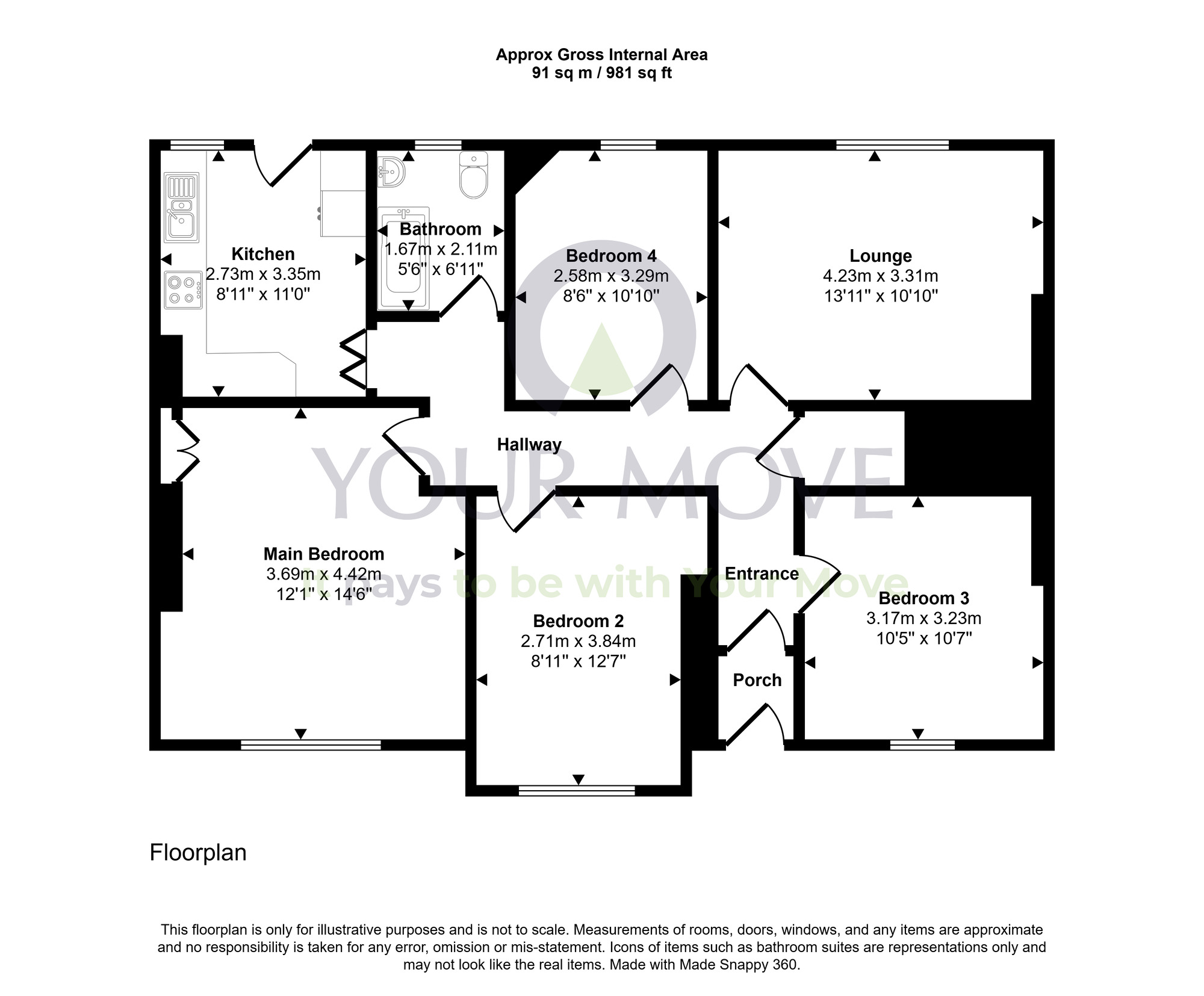 Floorplan of 4 bedroom Flat for sale, Spittalfield Crescent, Inverkeithing, Fife, KY11