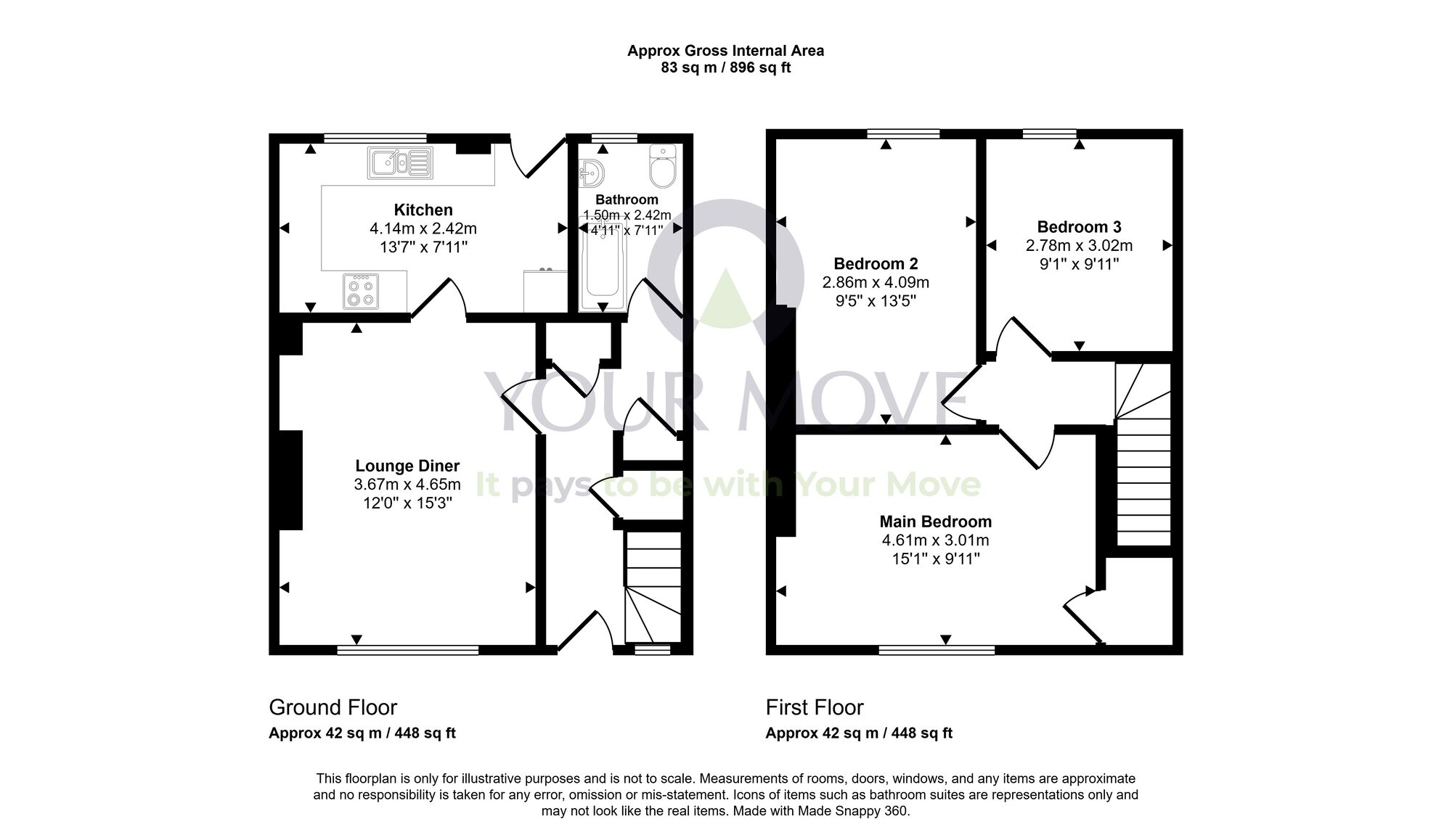 Floorplan of 3 bedroom Mid Terrace House for sale, Kings Road, Rosyth, Fife, KY11